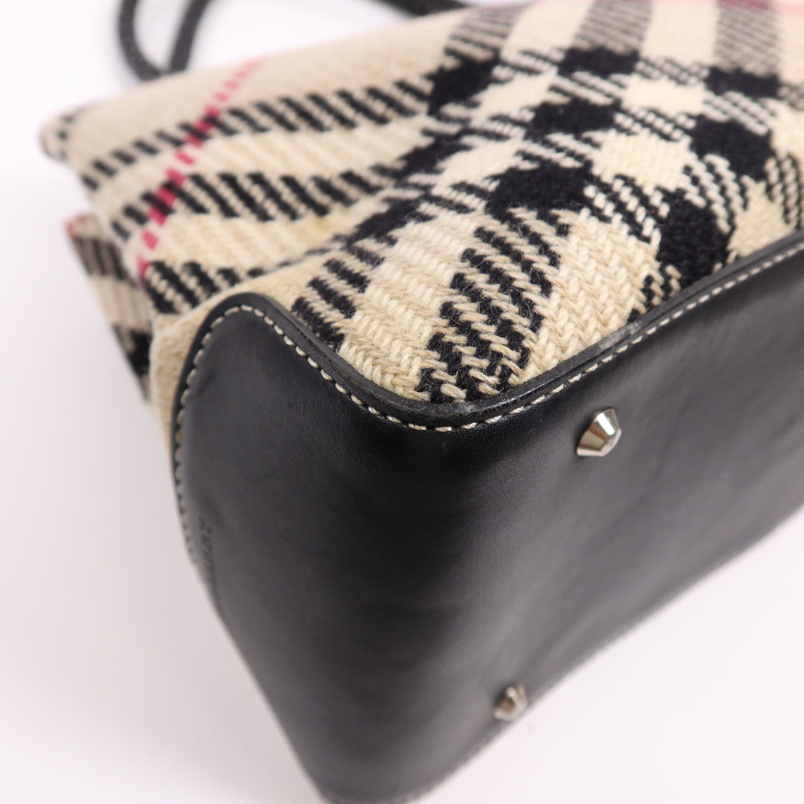 BURBERRY 帆布Tote Bag銀扣肩背袋