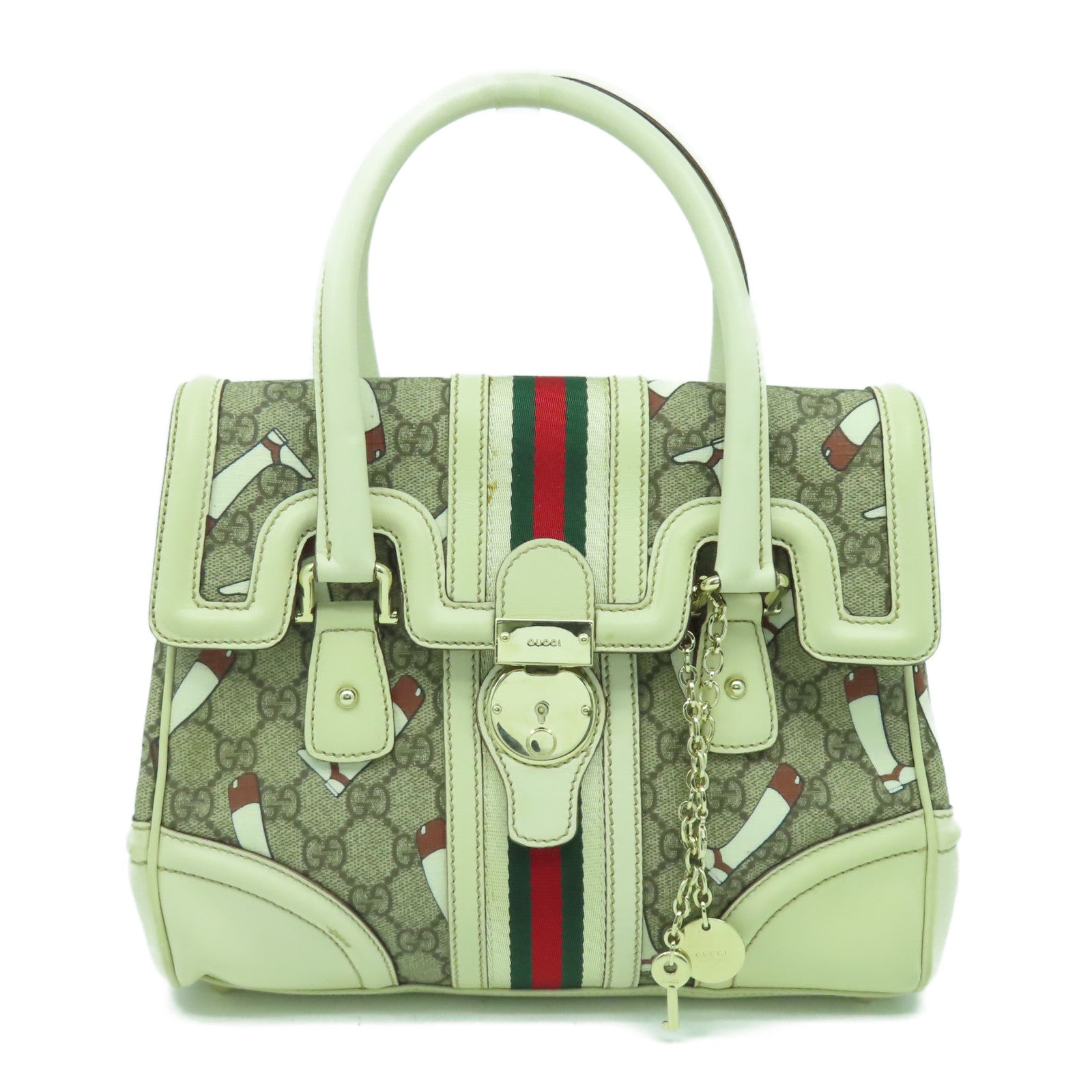 GUCCI 【激減優惠】帆布Treasure銀扣手挽袋米色/啡色