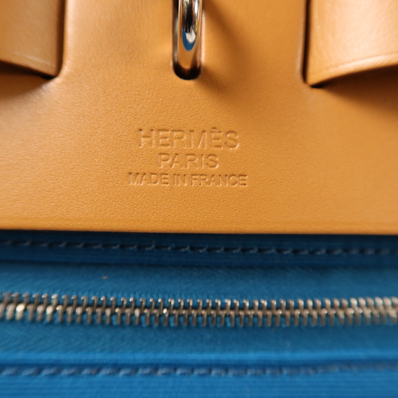HERMES 帆布Herbag MM銀扣手挽肩背兩用袋Blue Izmir
