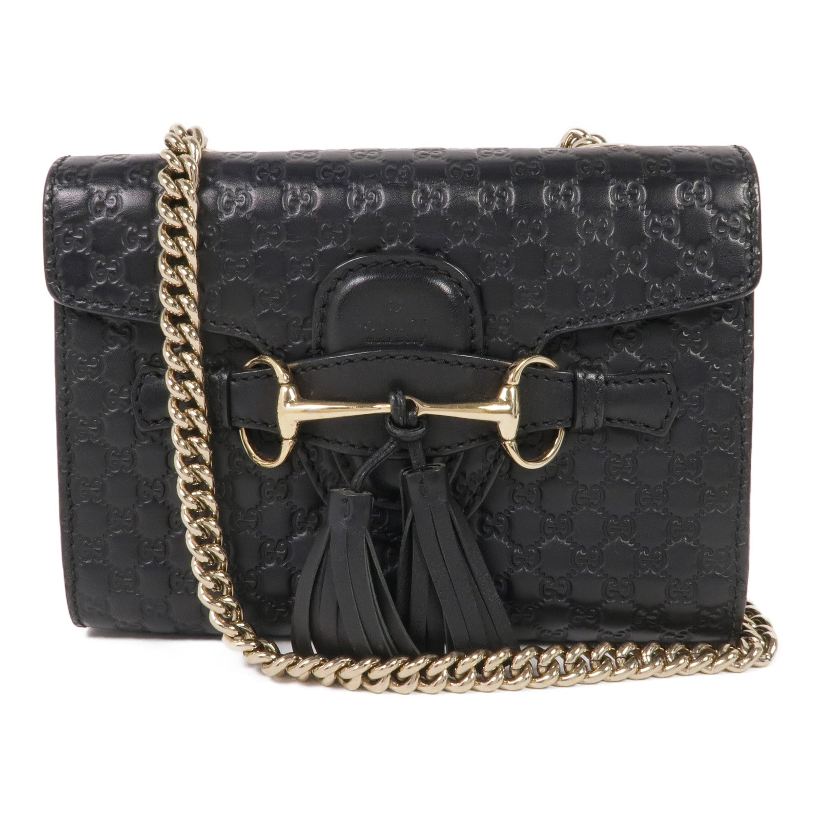 GUCCI 牛皮皮革Mini Emily金扣鏈帶肩背袋