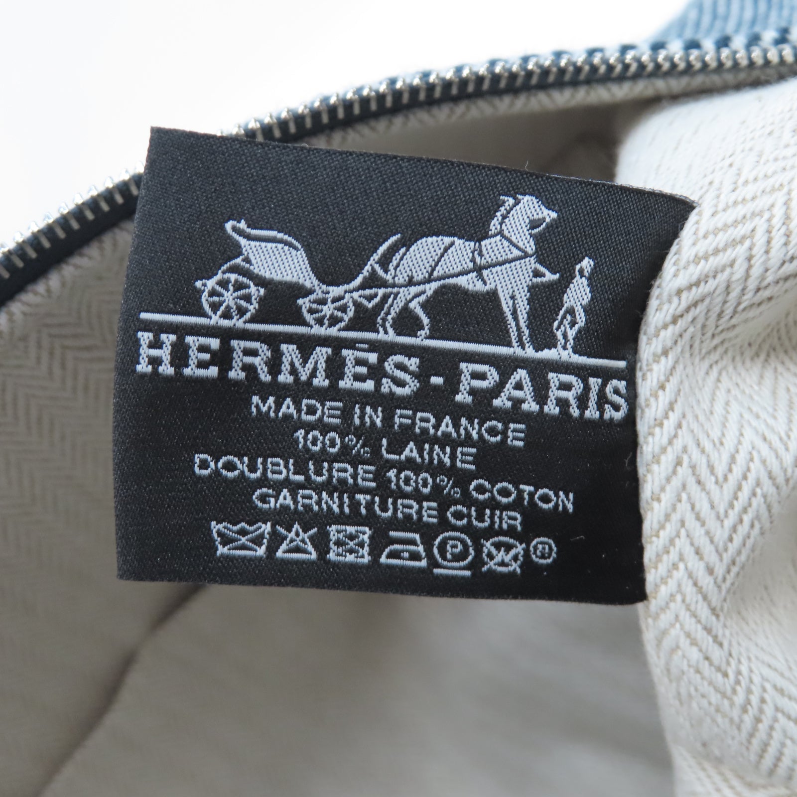 HERMES 帆布Bride-A-Brac Case GM銀扣手挽袋藍色