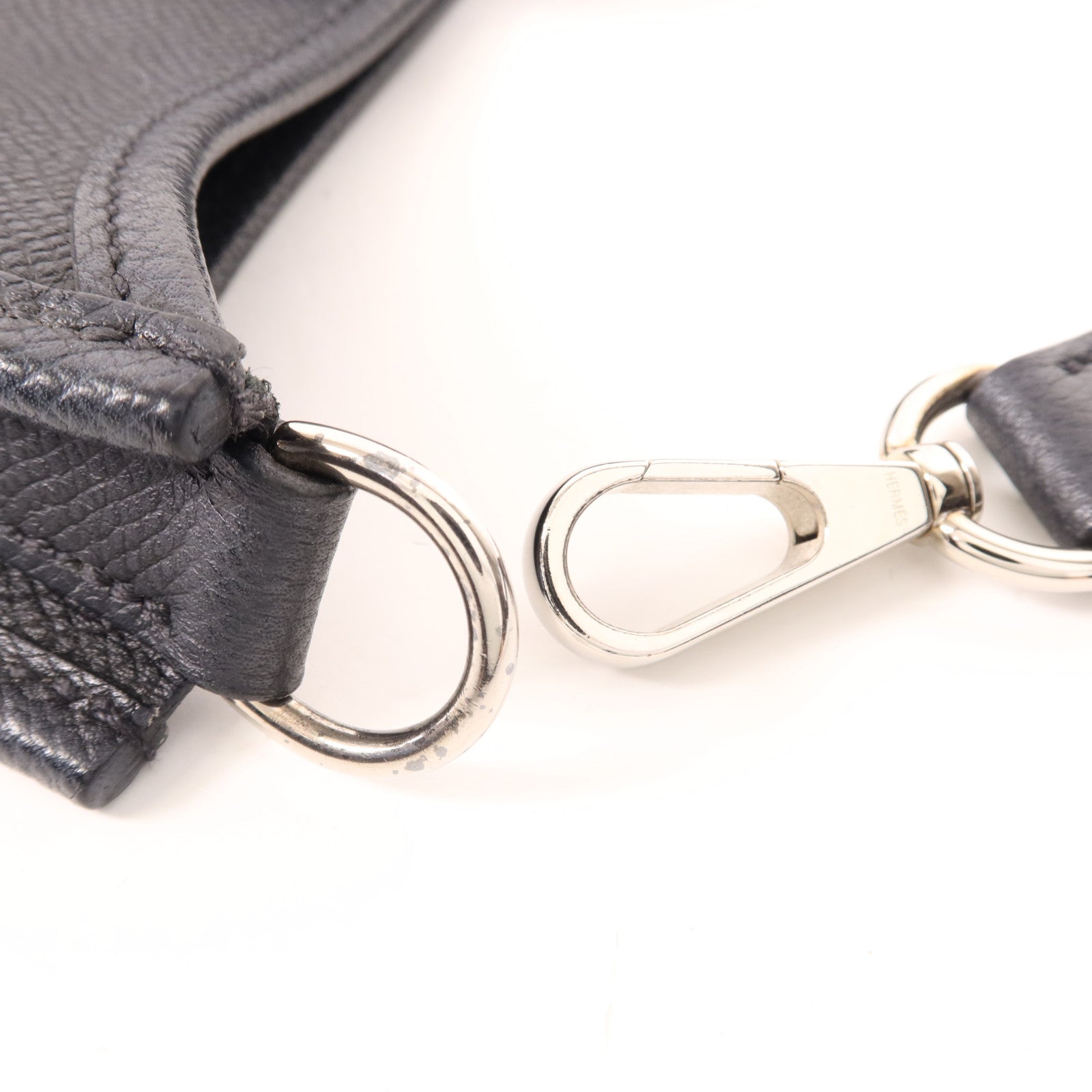 HERMES Epsom皮革Evelyne TPM銀扣肩背袋Noir