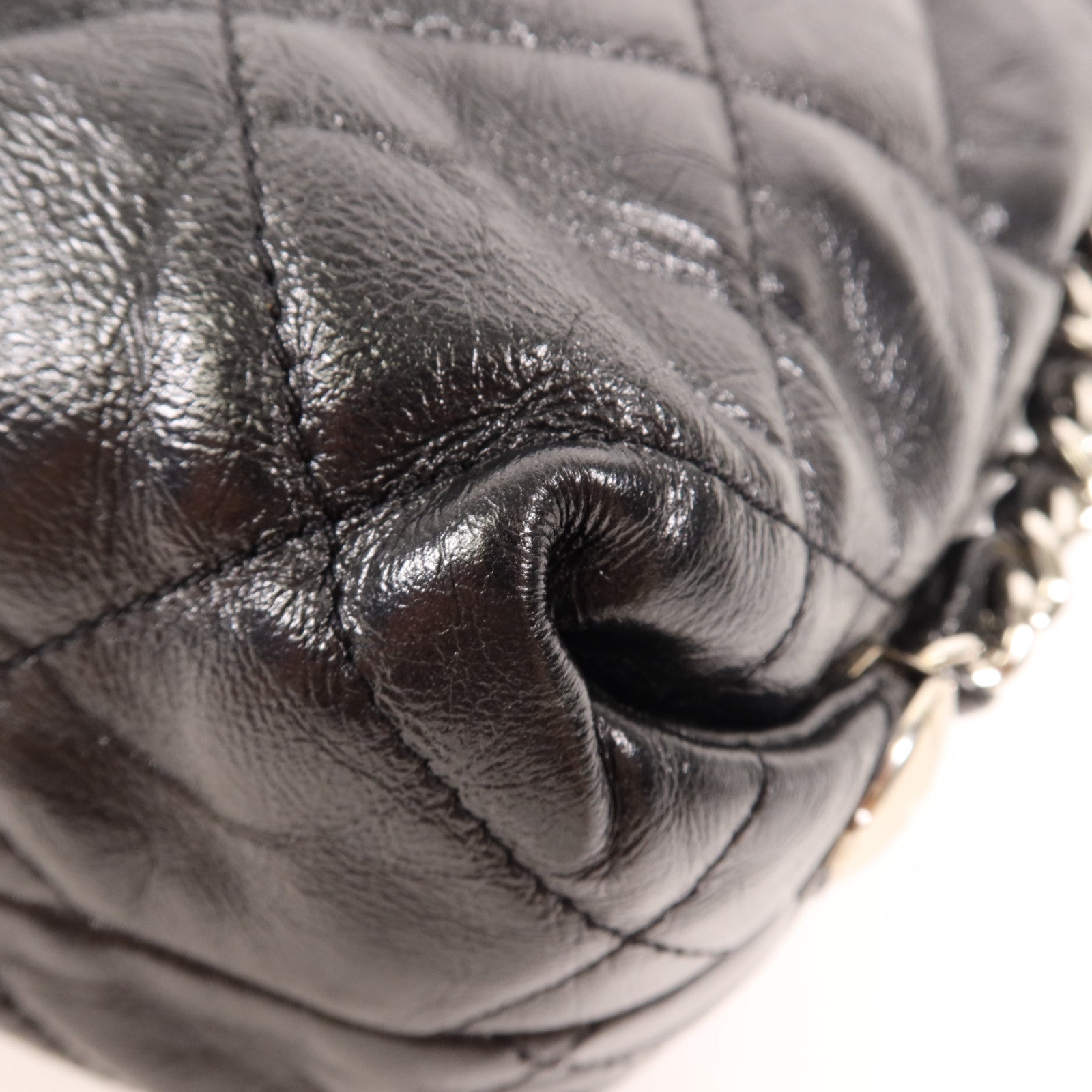 CHANEL 牛皮皮革Chain Shoulder Bag銀扣鏈帶肩背袋