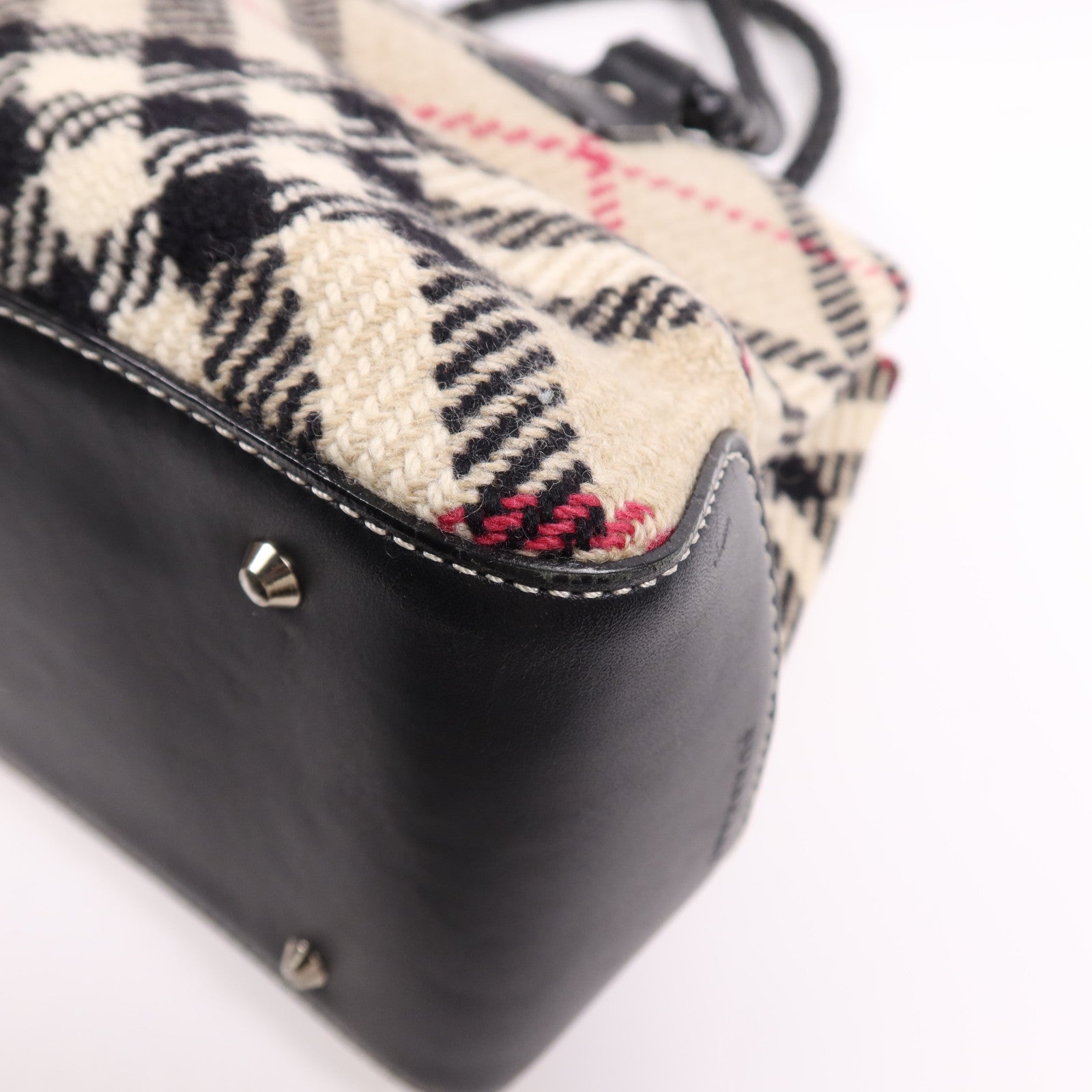 BURBERRY 帆布Tote Bag銀扣肩背袋