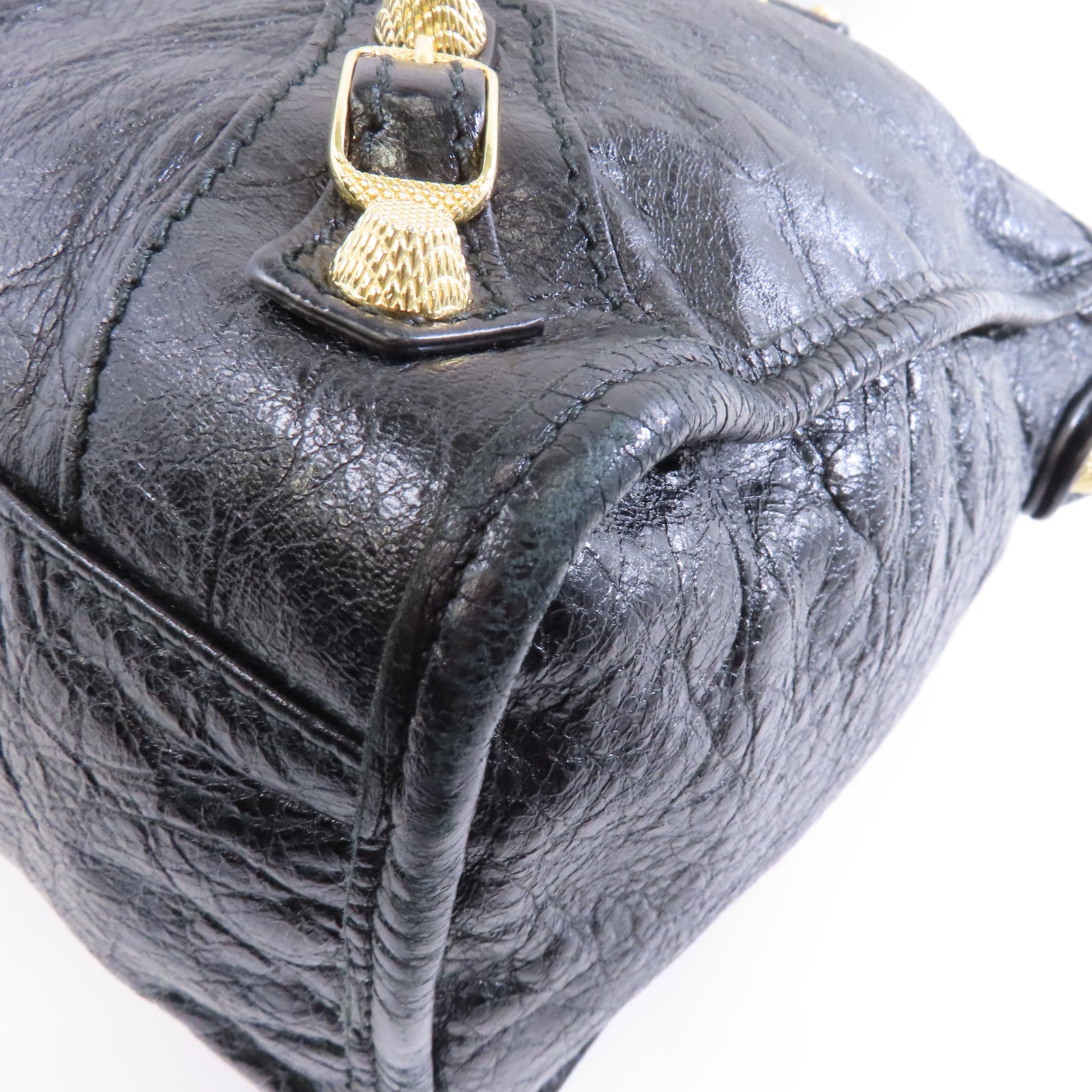 BALENCIAGA 羊皮皮革Giant City金扣手挽肩背兩用袋黑色