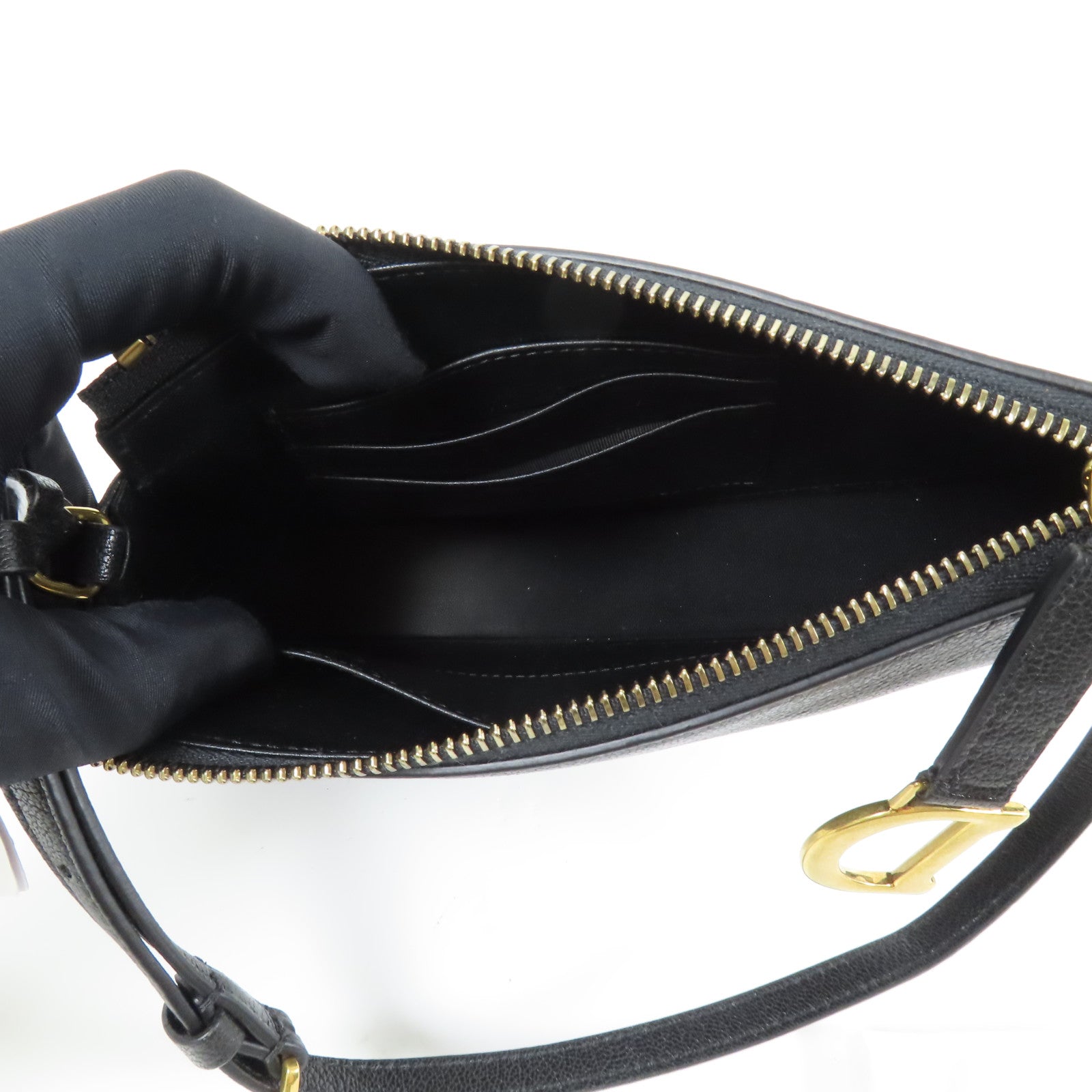 Dior 【激減優惠】山羊皮皮革Saddle Rodeo Poach金扣肩背袋