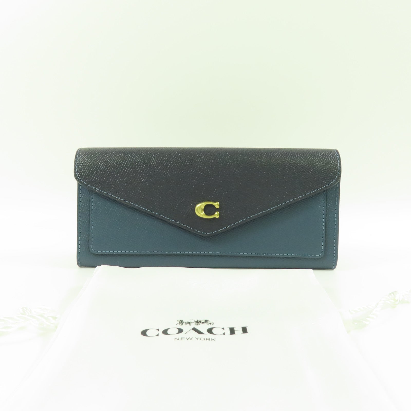 COACH 牛皮皮革Long wallet金扣長錢包