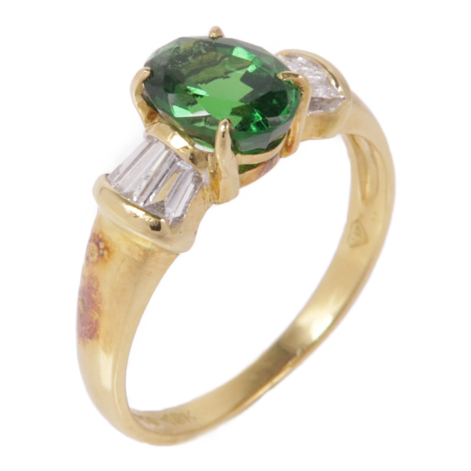 JEWELRY 【激減優惠】18K黃金Emerald/Diamond Ring綠寶石/鑽石戒指US#5.75