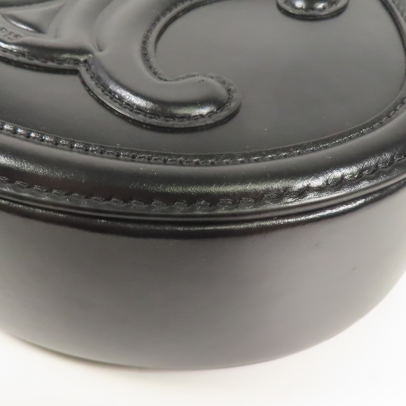 CELINE GHW Oval Bag Shoulder Bag Calfskin Leather Black