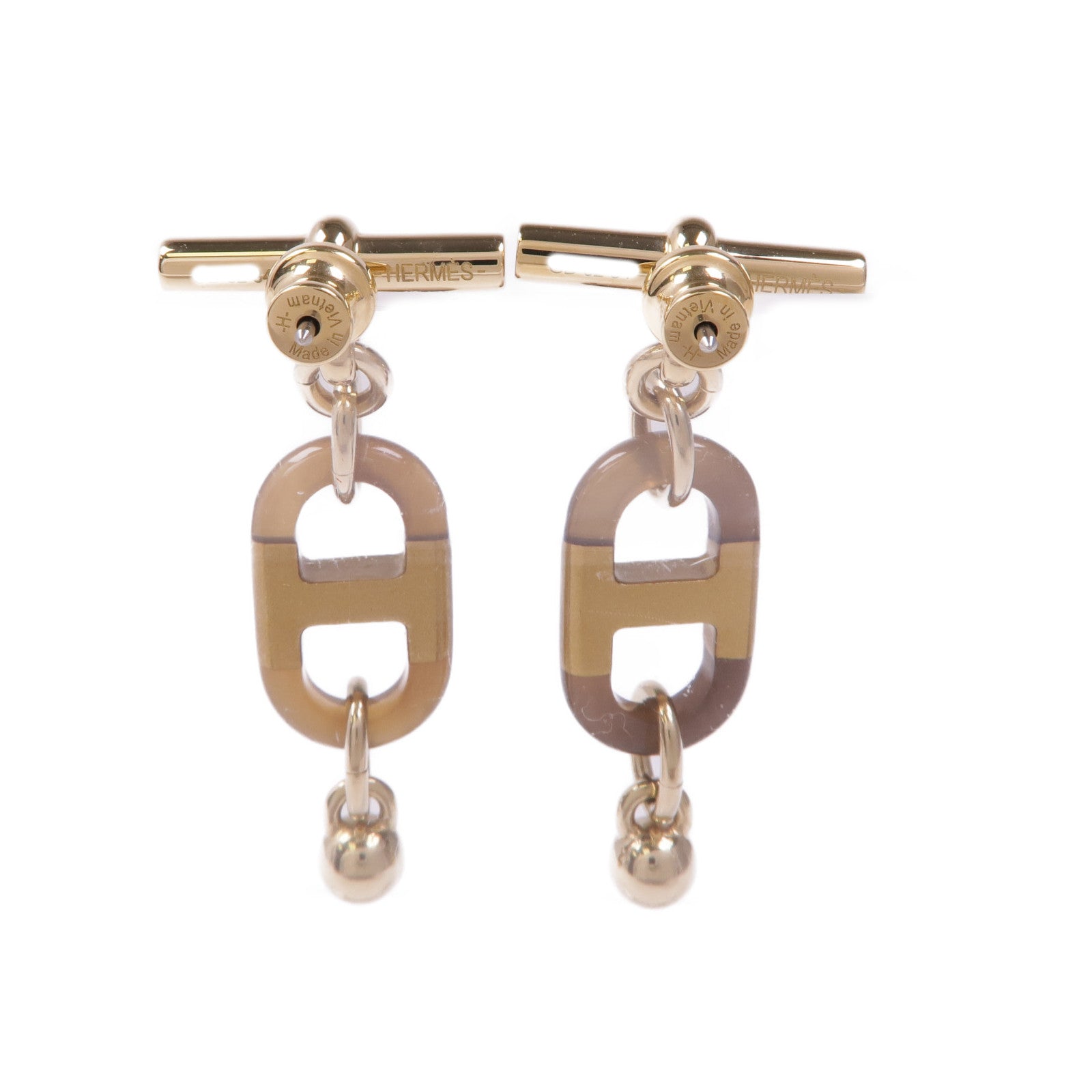 HERMES 金屬/牛角Earrings耳環