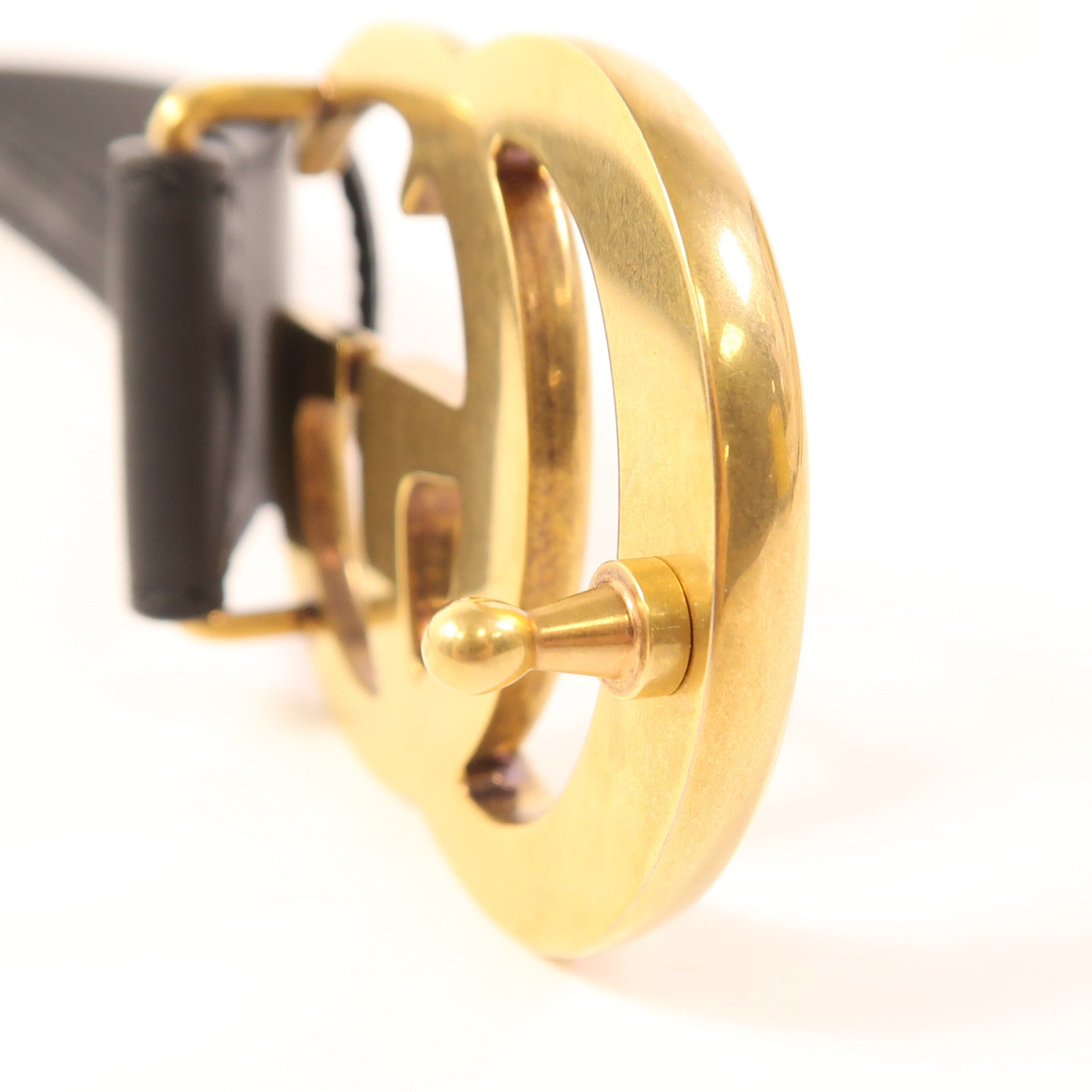 GUCCI GHW GG Belt 100 414516 Calfskin Leather Black
