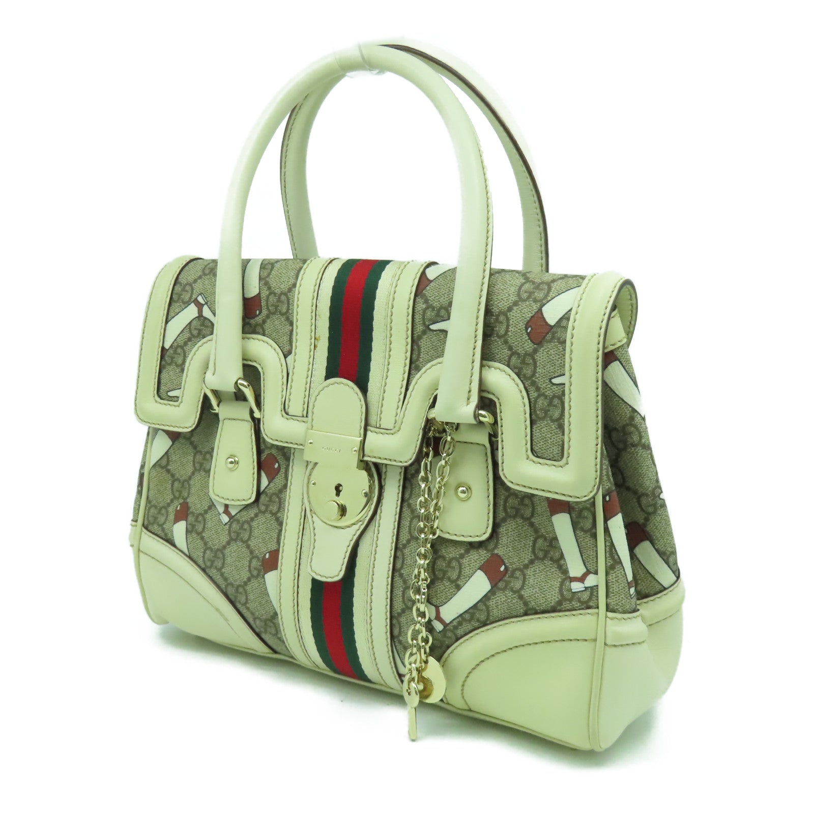 GUCCI 【激減優惠】帆布Treasure銀扣手挽袋米色/啡色