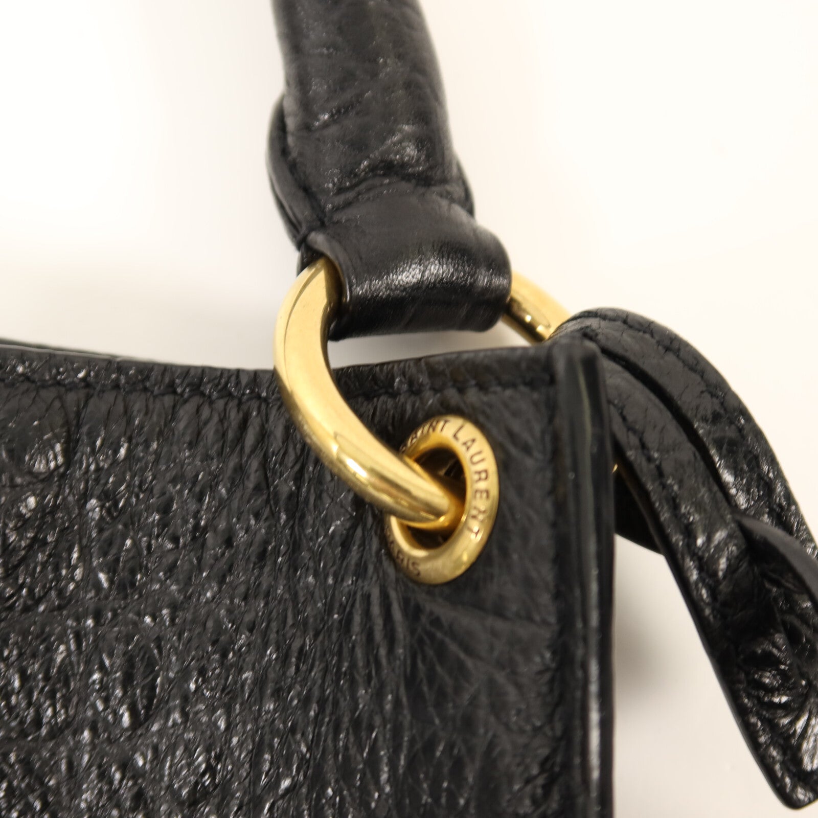 SAINT LAURENT 牛皮皮革Tag Hobo Bag金扣手挽肩背兩用袋