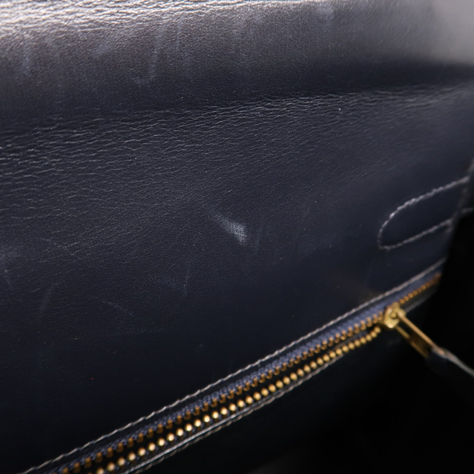 HERMES Box皮革Kelly 32手挽袋Navy