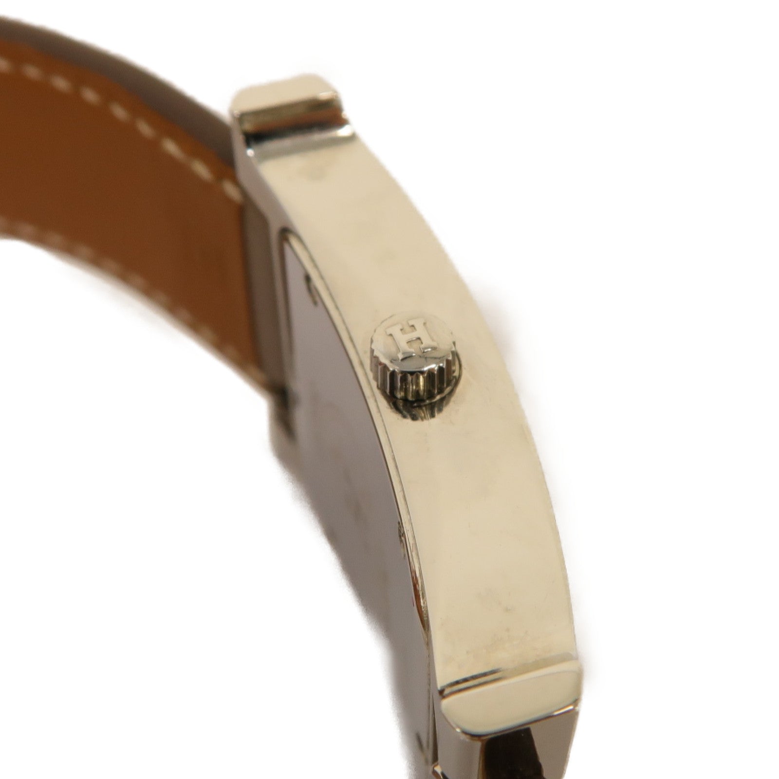 HERMES Heure H watch Double Tour 25mm Swift皮革/不鏽鋼手錶石英機芯白色