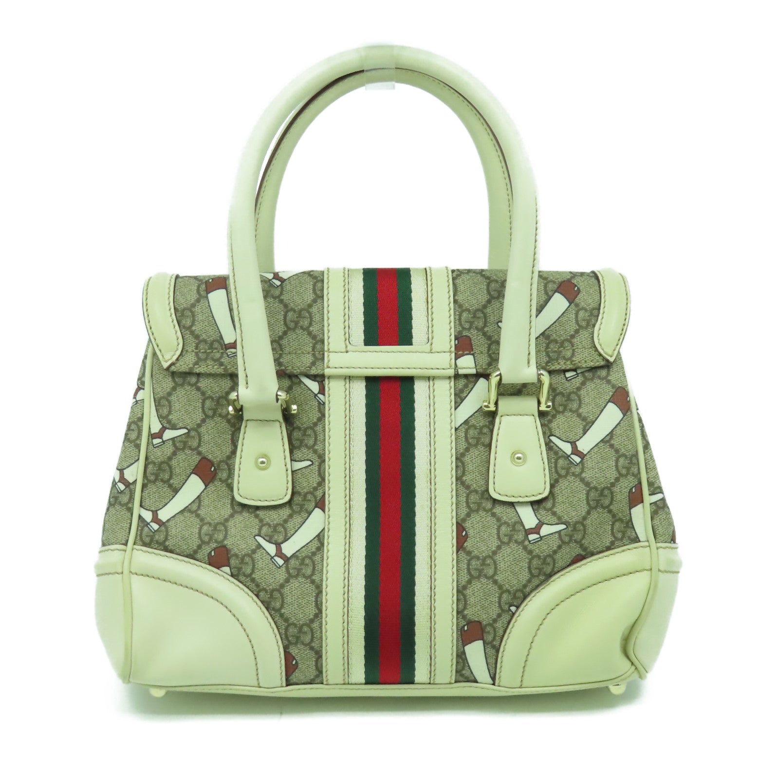 GUCCI 【激減優惠】帆布Treasure銀扣手挽袋米色/啡色
