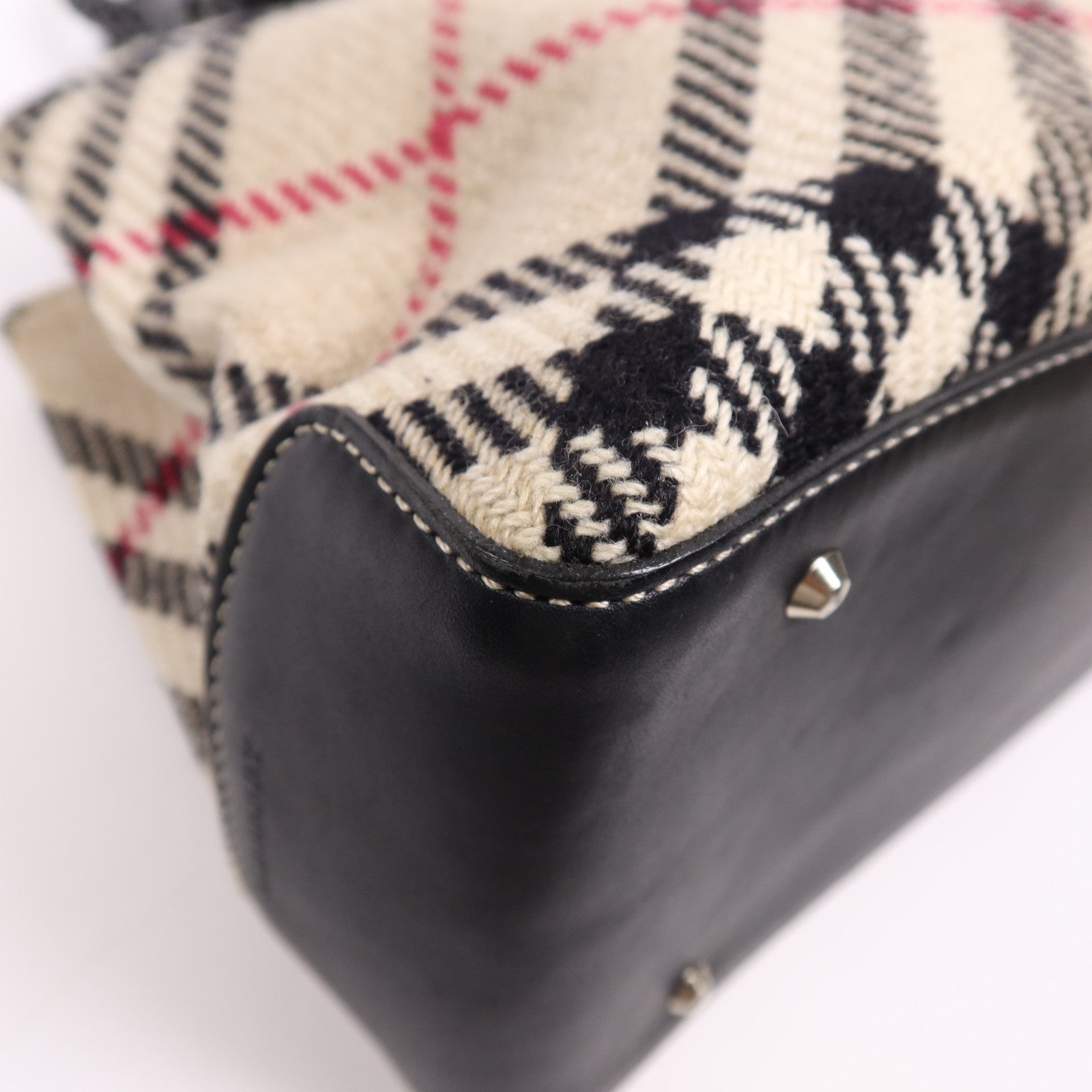 BURBERRY 帆布Tote Bag銀扣肩背袋