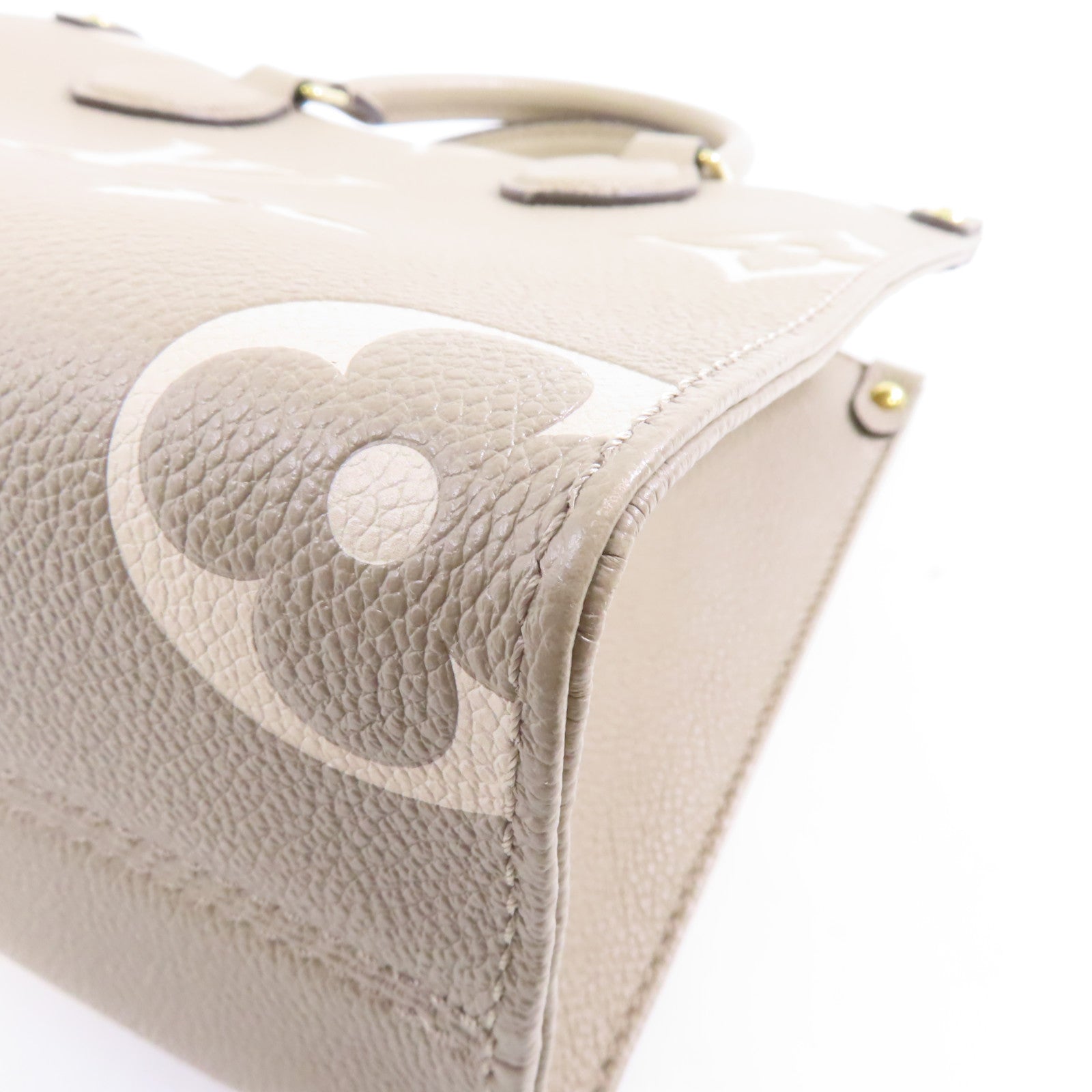LOUIS VUITTON Monogram Empreinte OnTheGo PM金扣手挽肩背兩用袋米色