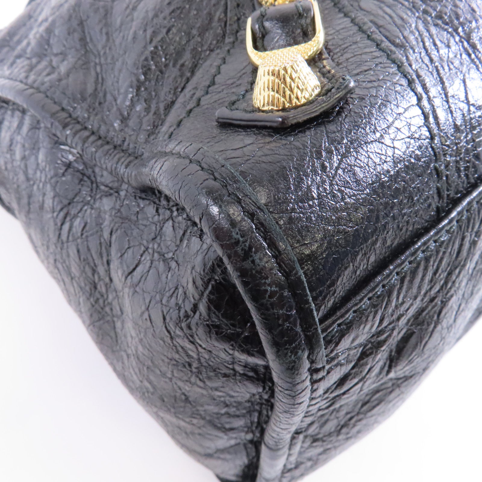 BALENCIAGA 羊皮皮革Giant City金扣手挽肩背兩用袋黑色