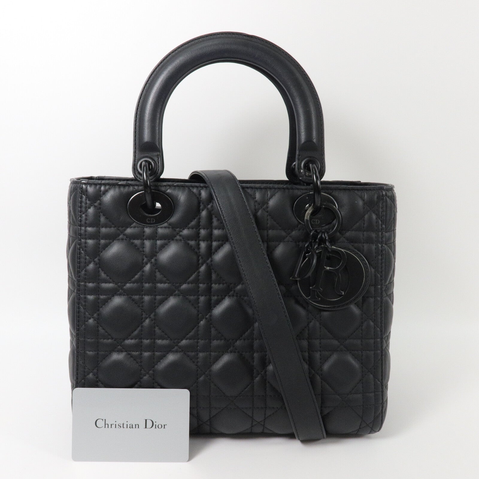 Dior 牛皮皮革Lady Dior Medium手挽肩背兩用袋
