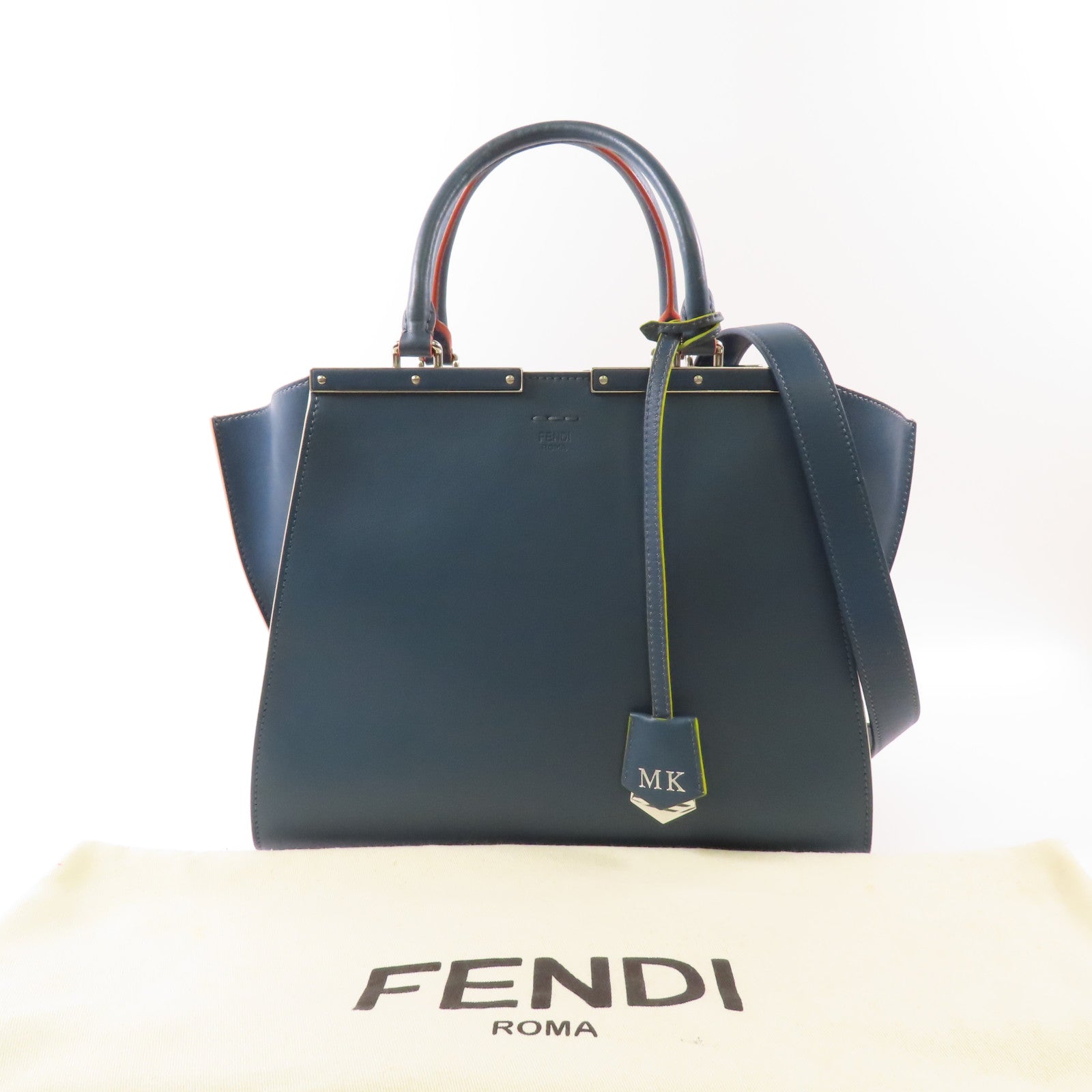 FENDI SHW 3 Jours 2 Way Bag 8BH279-81D Calfskin Leather Blue