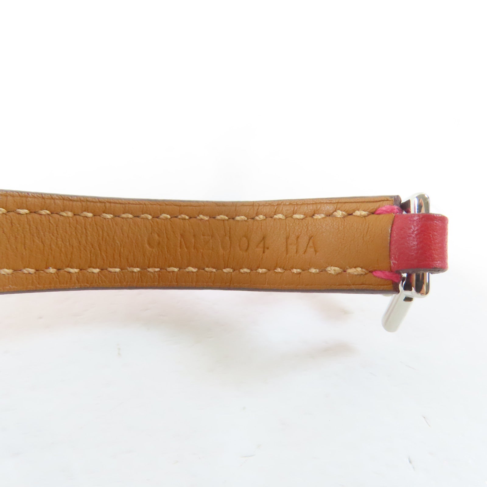 HERMES 【激減優惠】Swift皮革Rivale Double Tour Bracelet銀扣手鐲紅色/Rouge Tomate