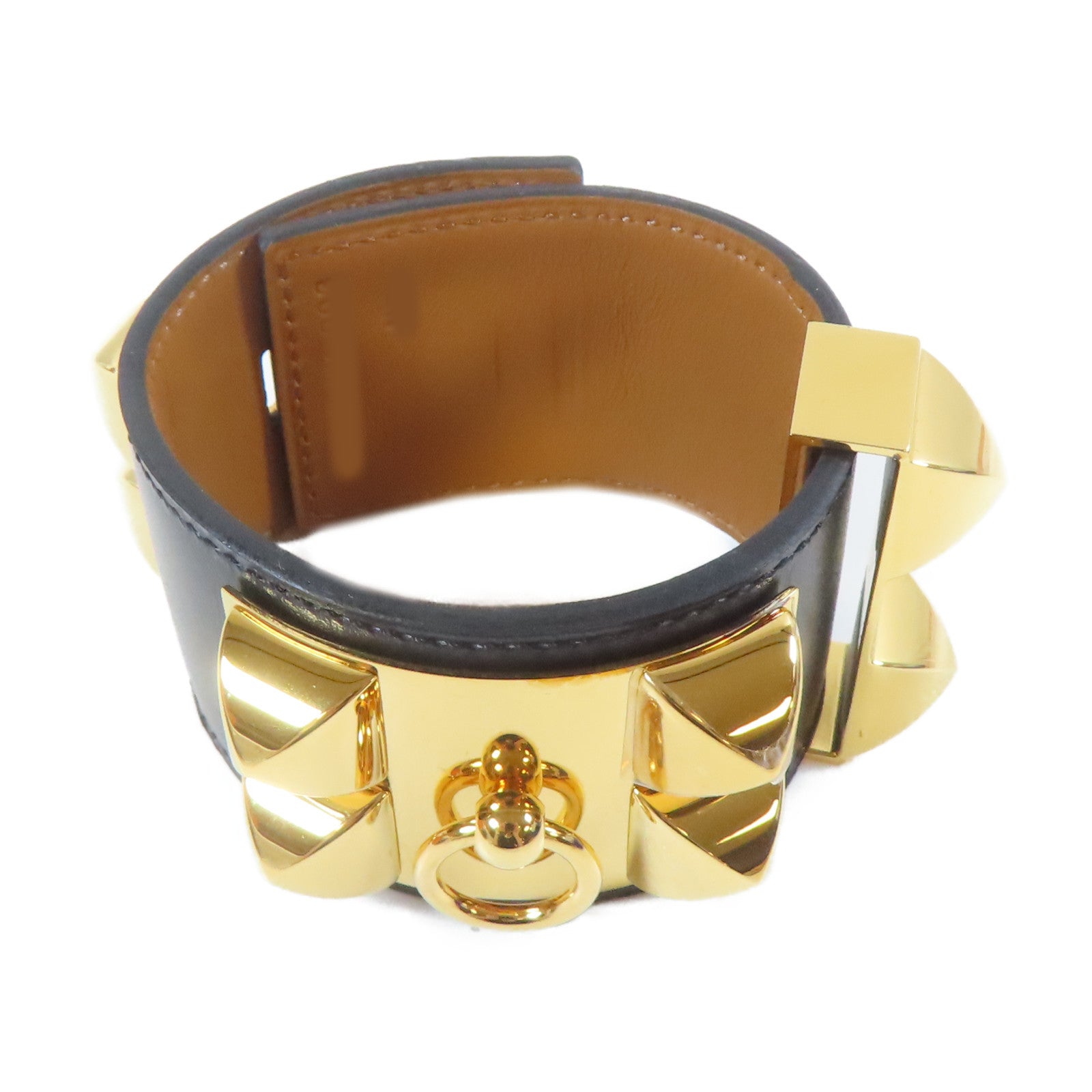 HERMES 牛皮皮革Collier De Chien CDC Bracelet手鐲黑色