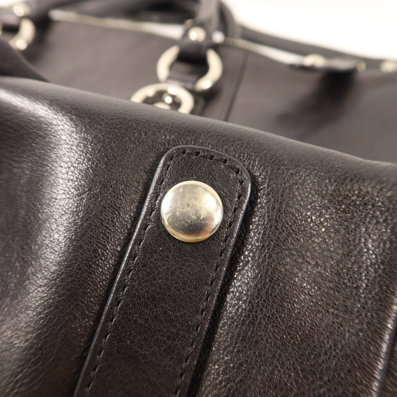 COACH 牛皮皮革2 Way Shoulder Bag銀扣手挽肩背兩用袋