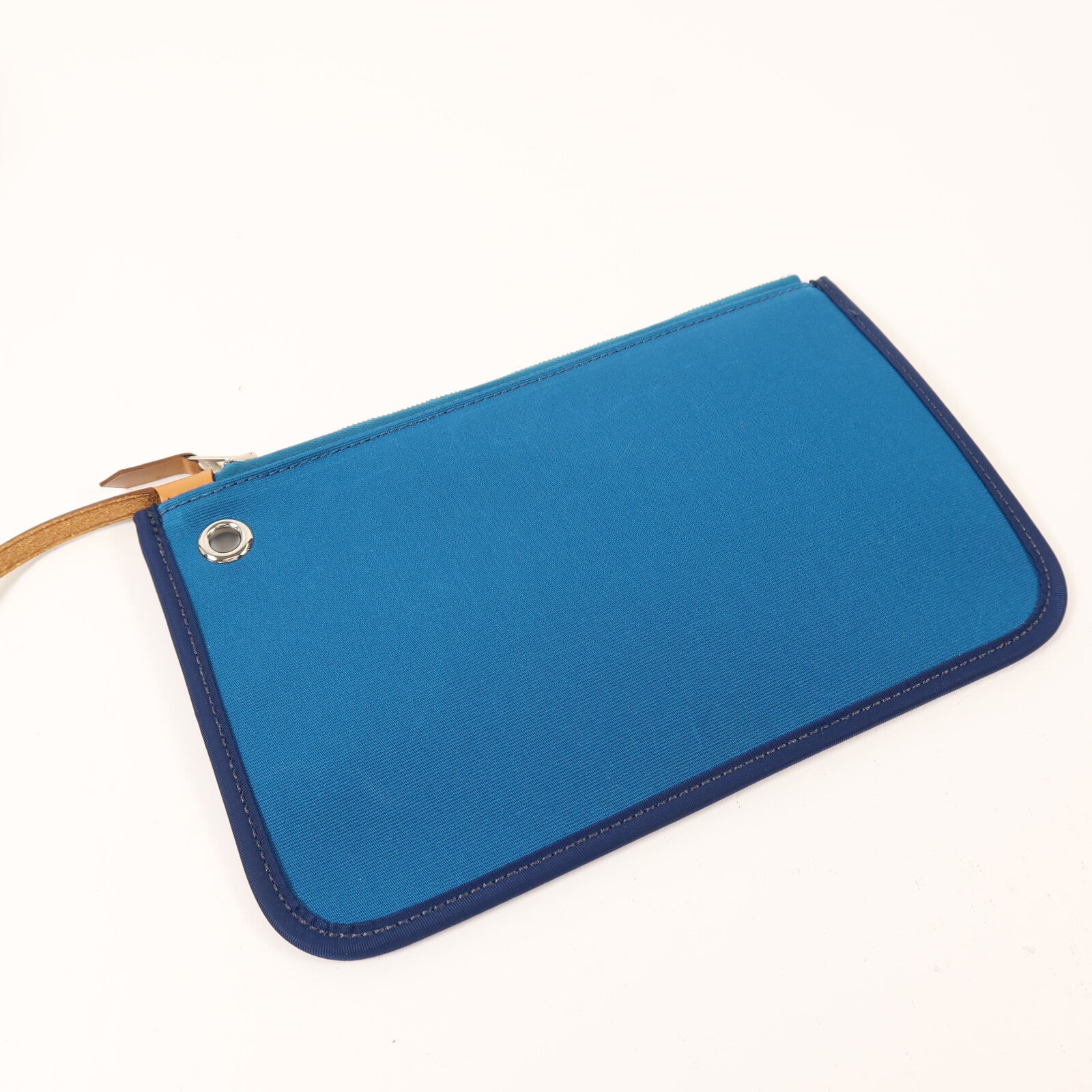 HERMES 帆布Herbag MM銀扣手挽肩背兩用袋Blue Izmir