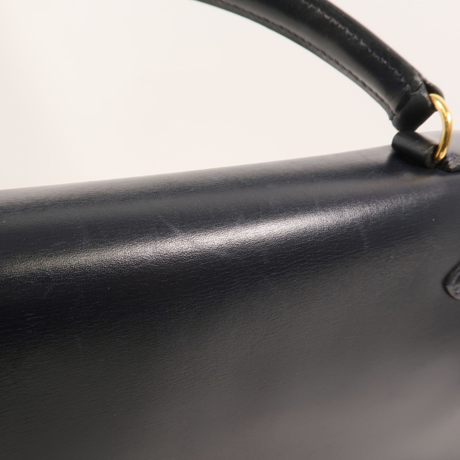 HERMES Box皮革Kelly 32手挽袋Navy