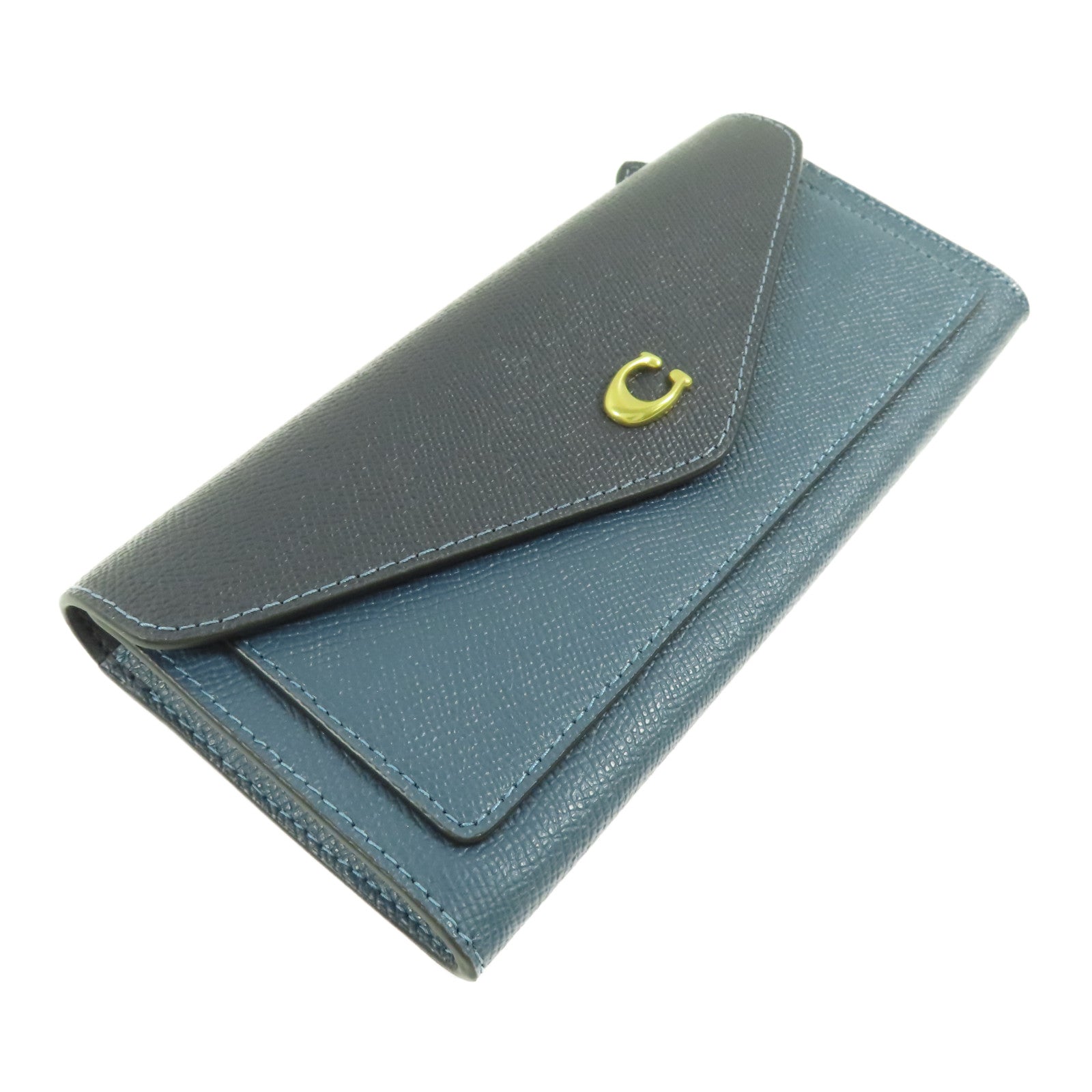 COACH 牛皮皮革Long wallet金扣長錢包