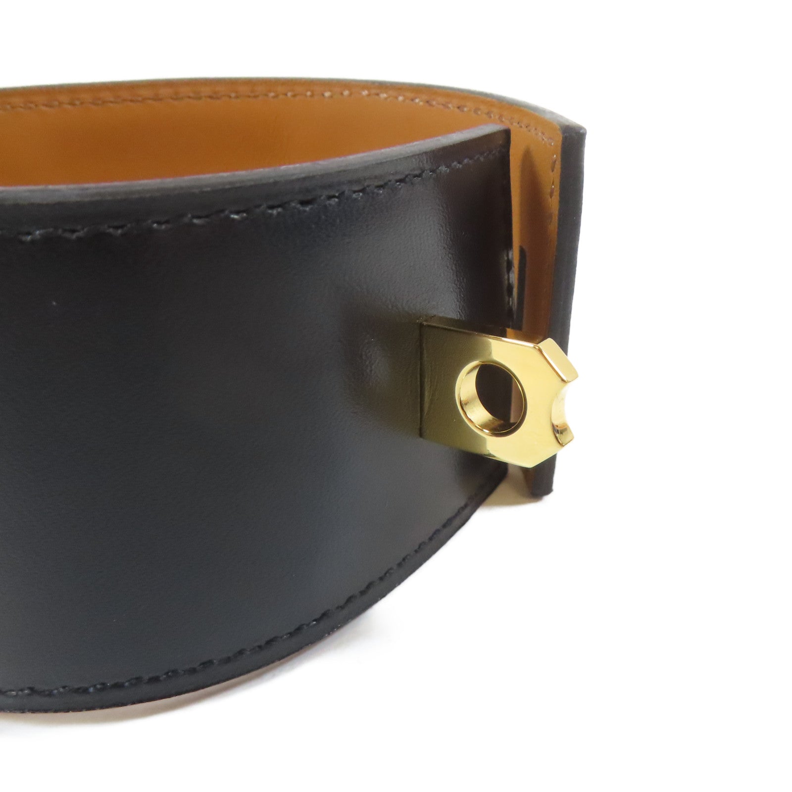 HERMES 牛皮皮革Collier De Chien CDC Bracelet手鐲黑色
