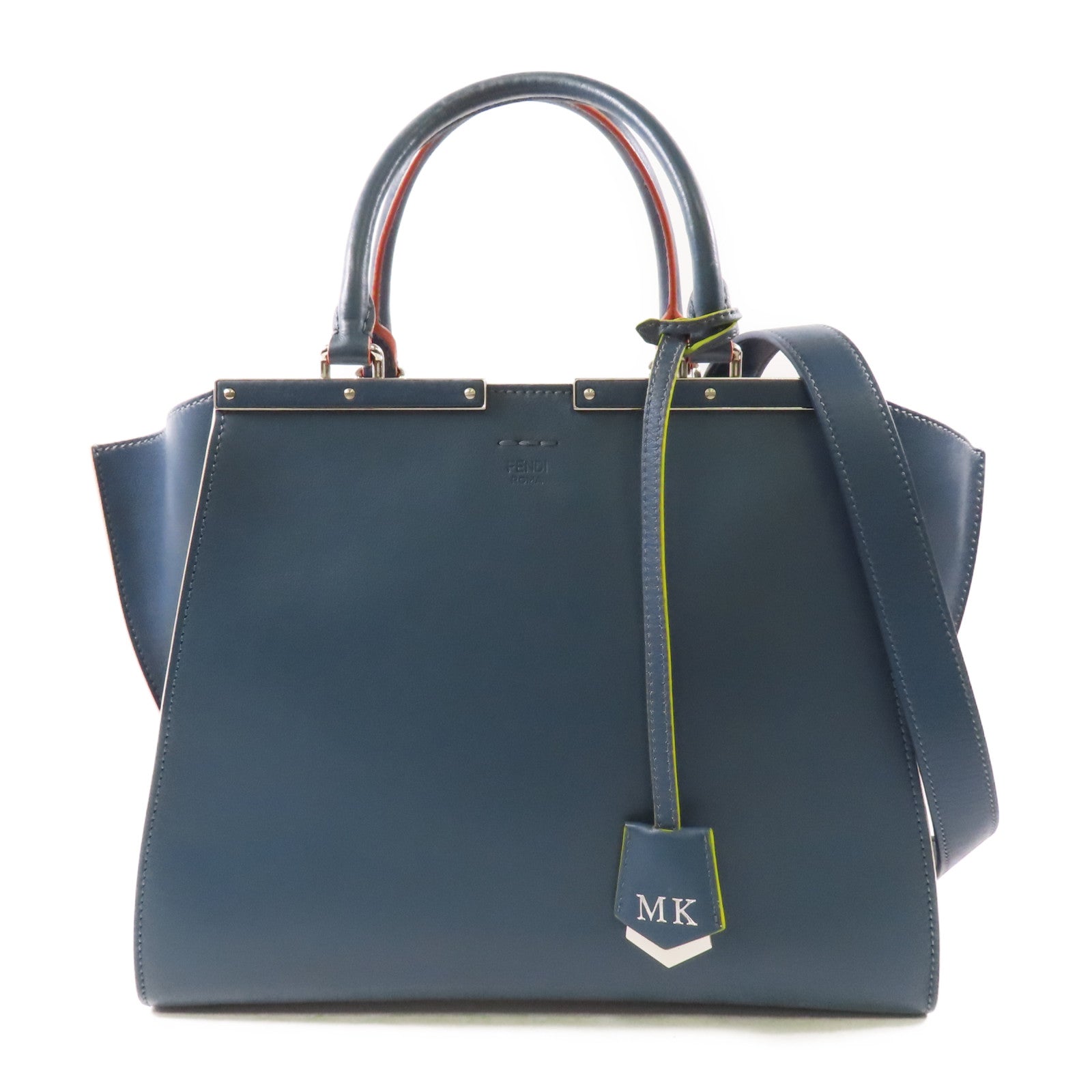 FENDI SHW 3 Jours 2 Way Bag 8BH279-81D Calfskin Leather Blue