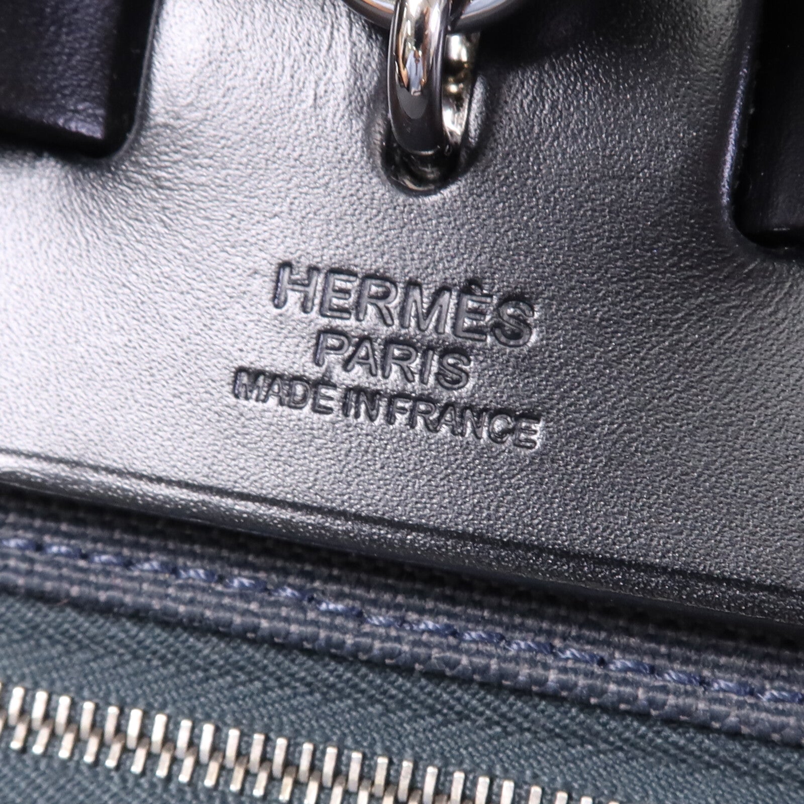 HERMES 皮革/帆布Herbag PM銀扣手挽肩背兩用袋Ardoise