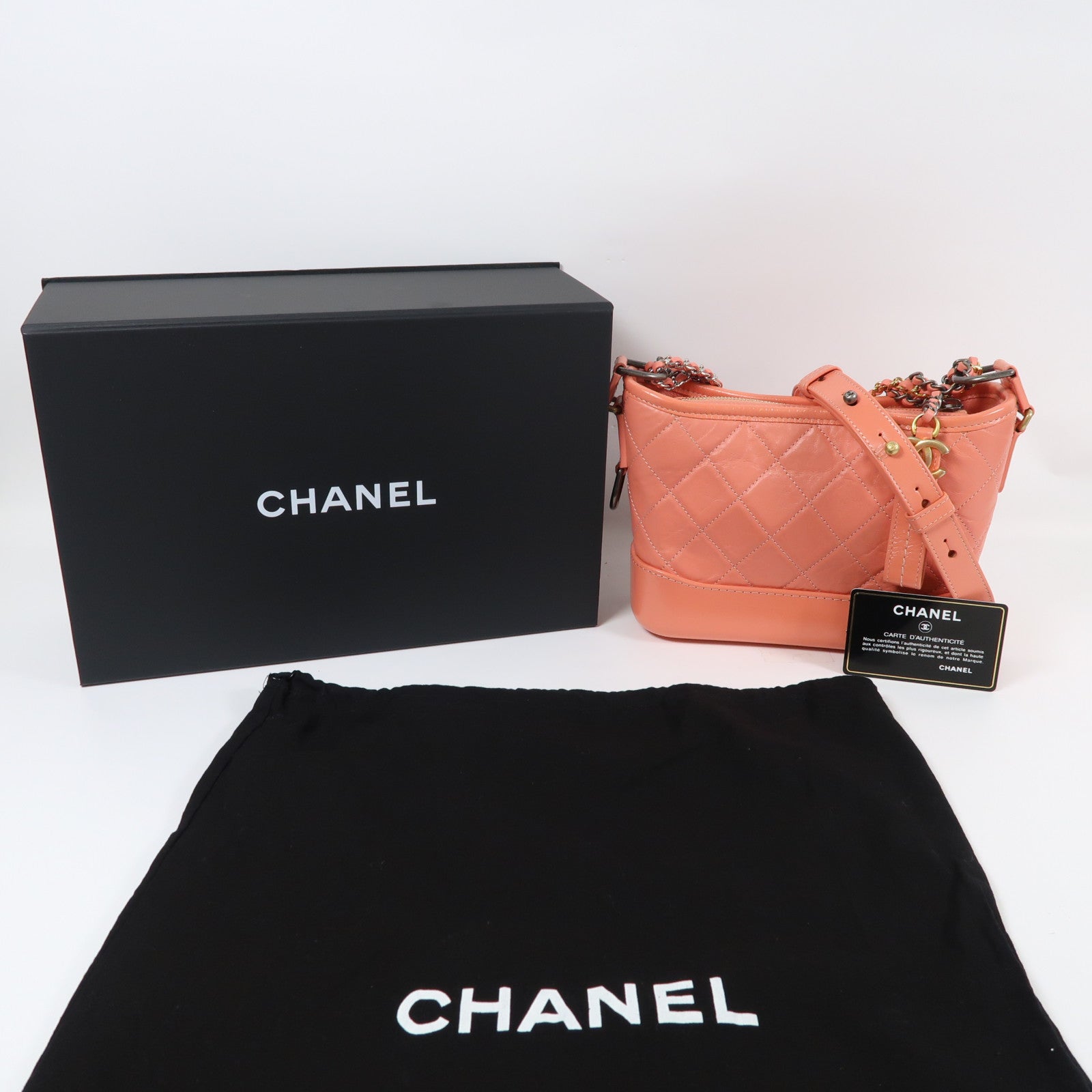 CHANEL 羊皮皮革Gabrielle鏈帶肩背袋粉紅色