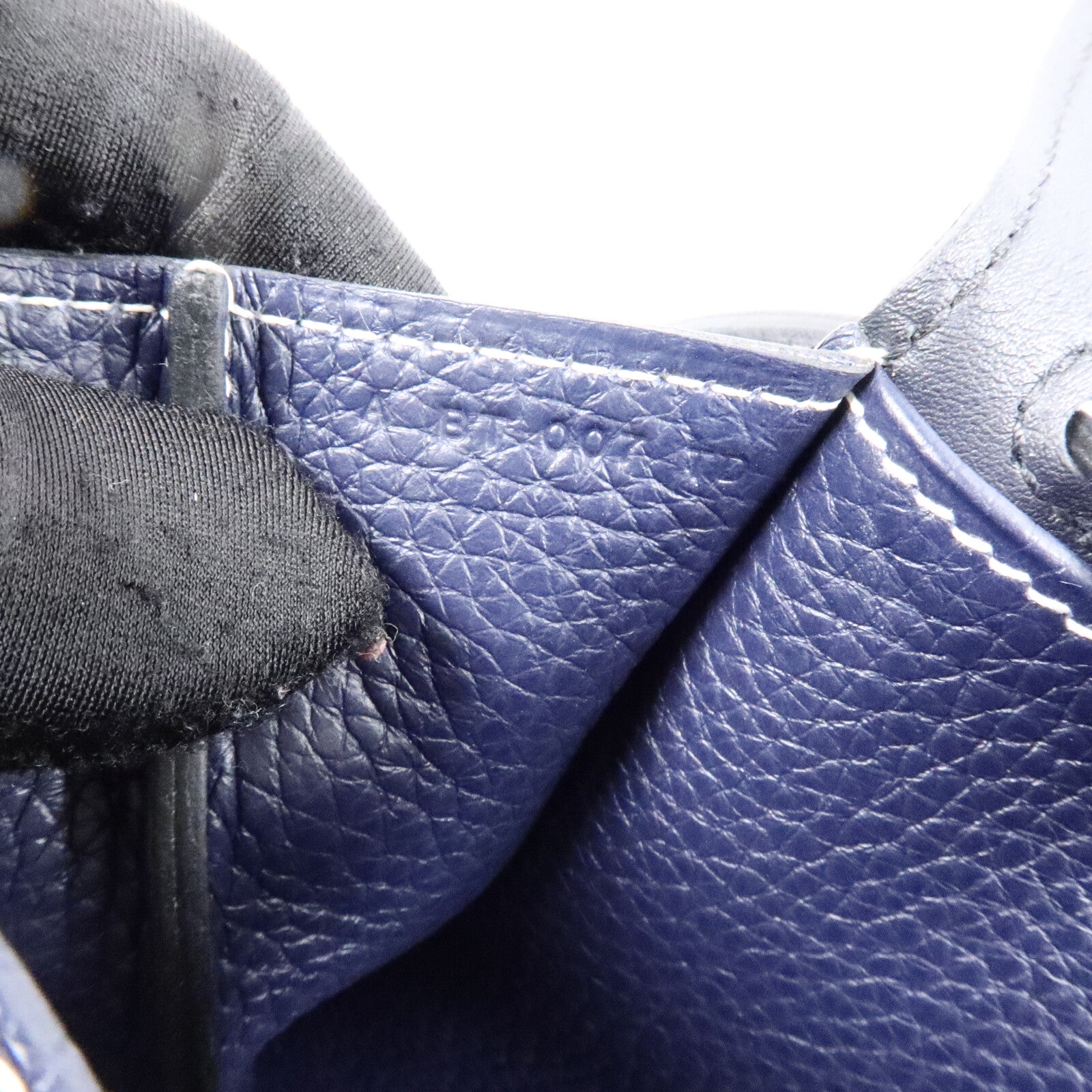 HERMES Clemence/Swift皮革Halzan 31手挽肩背兩用袋Bleu Nuit/Noir