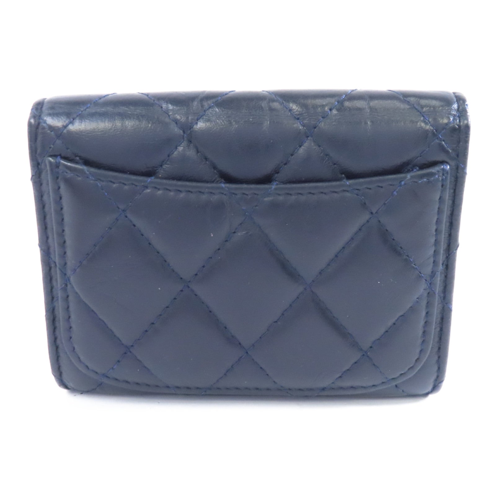 CHANEL Aged Calf皮革2.55 Card Case銀扣卡片套黑色