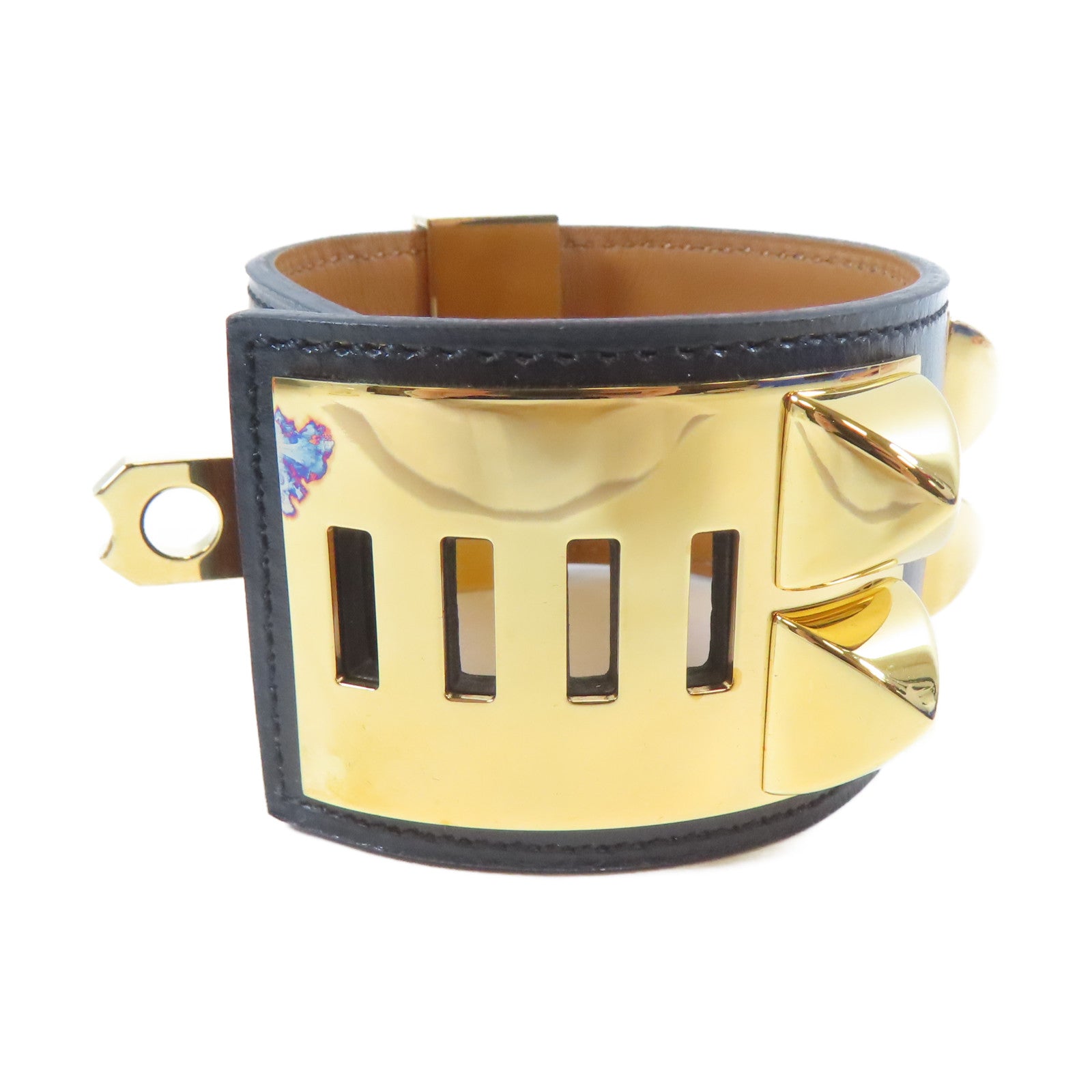HERMES 牛皮皮革Collier De Chien CDC Bracelet手鐲黑色