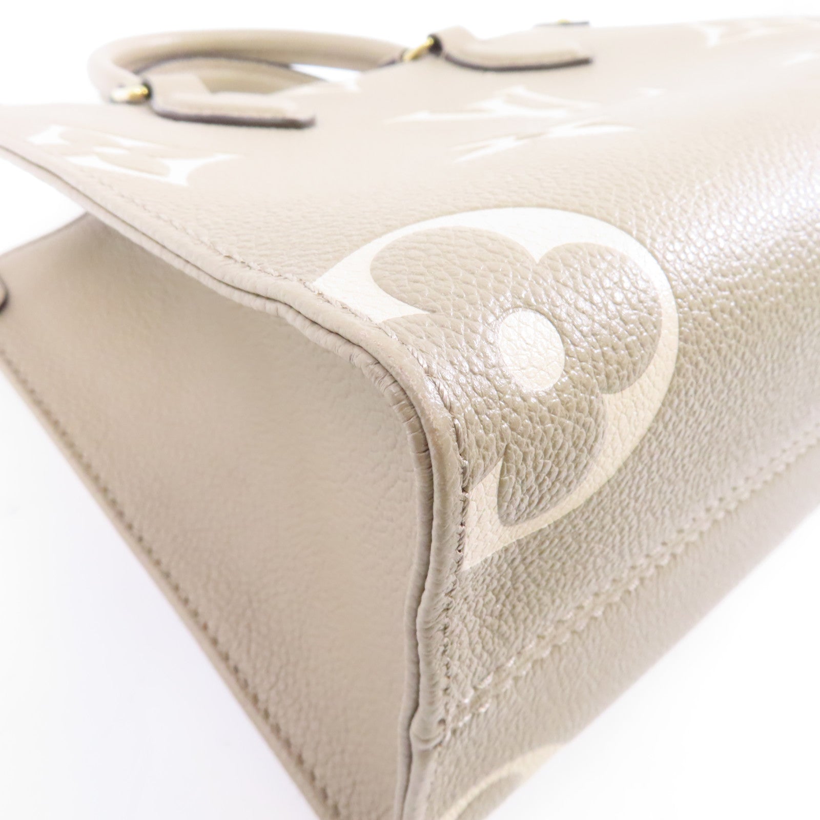 LOUIS VUITTON Monogram Empreinte OnTheGo PM金扣手挽肩背兩用袋米色