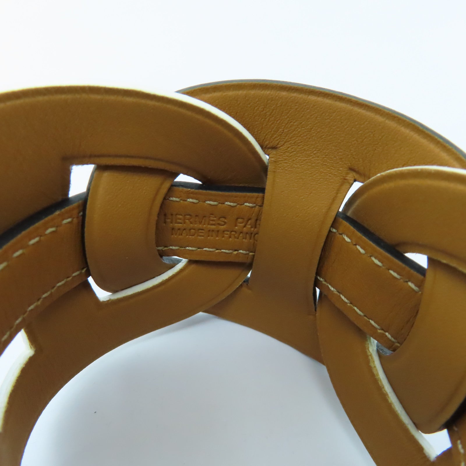 HERMES 【激減優惠】Epsom皮革Bracelet銀扣手鏈白色/深藍色