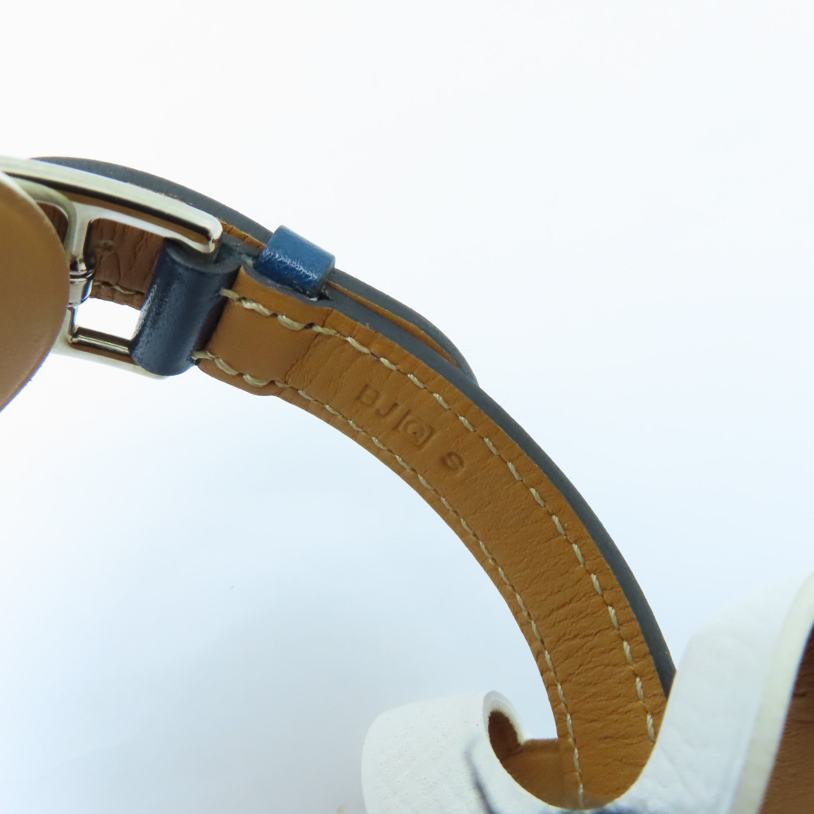 HERMES 【激減優惠】Epsom皮革Bracelet銀扣手鏈白色/深藍色