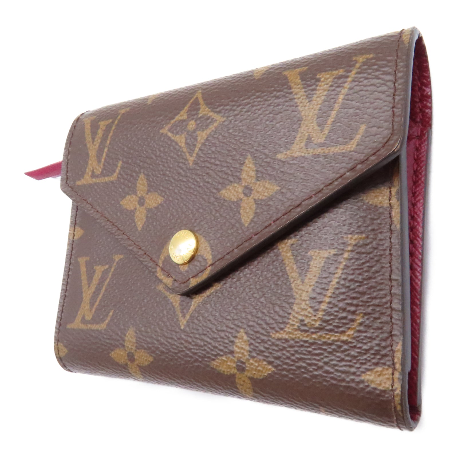 LOUIS VUITTON Monogram Victorine金扣錢包啡色/紅色