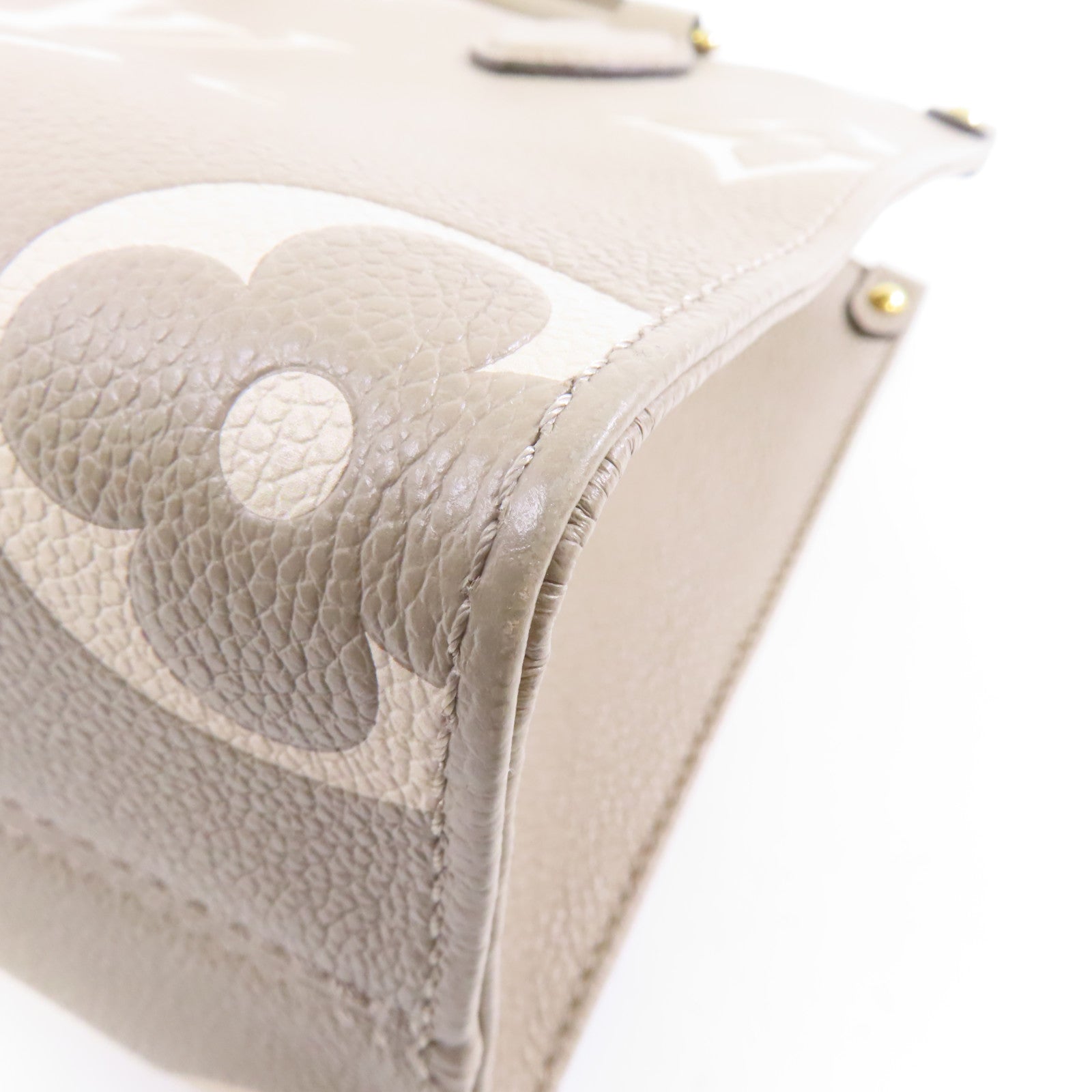LOUIS VUITTON Monogram Empreinte OnTheGo PM金扣手挽肩背兩用袋米色