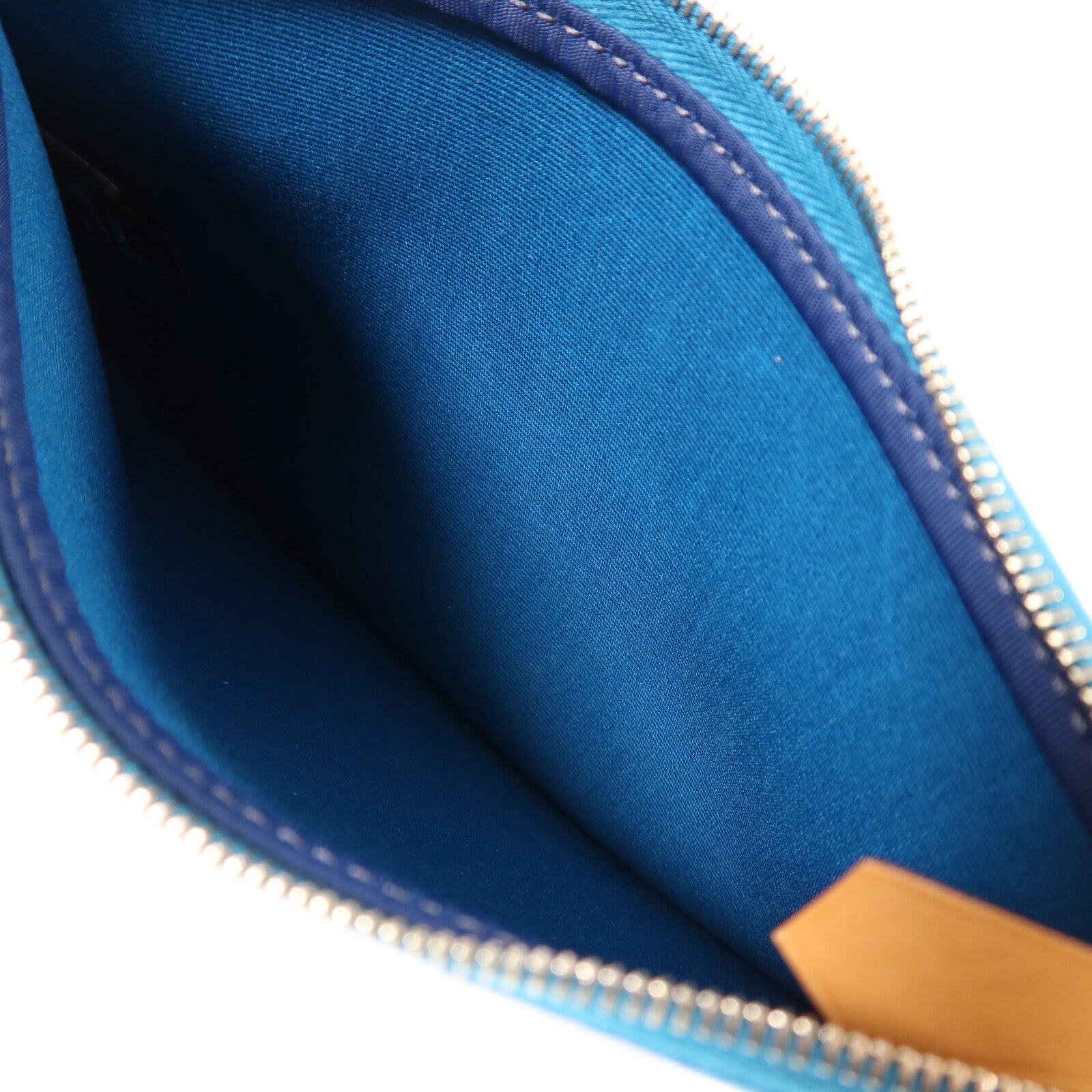 HERMES 帆布Herbag MM銀扣手挽肩背兩用袋Blue Izmir