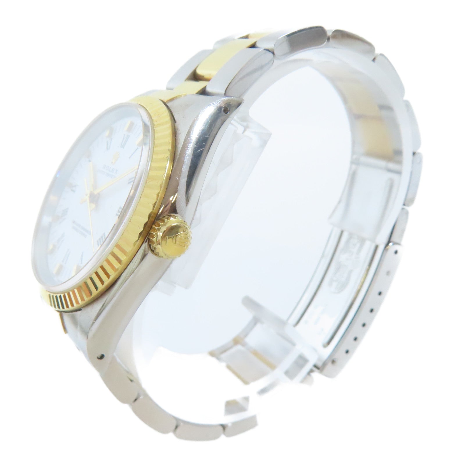ROLEX Oyster Perpetual18K黃金/不鏽鋼手錶自動機芯白色#17.25cm