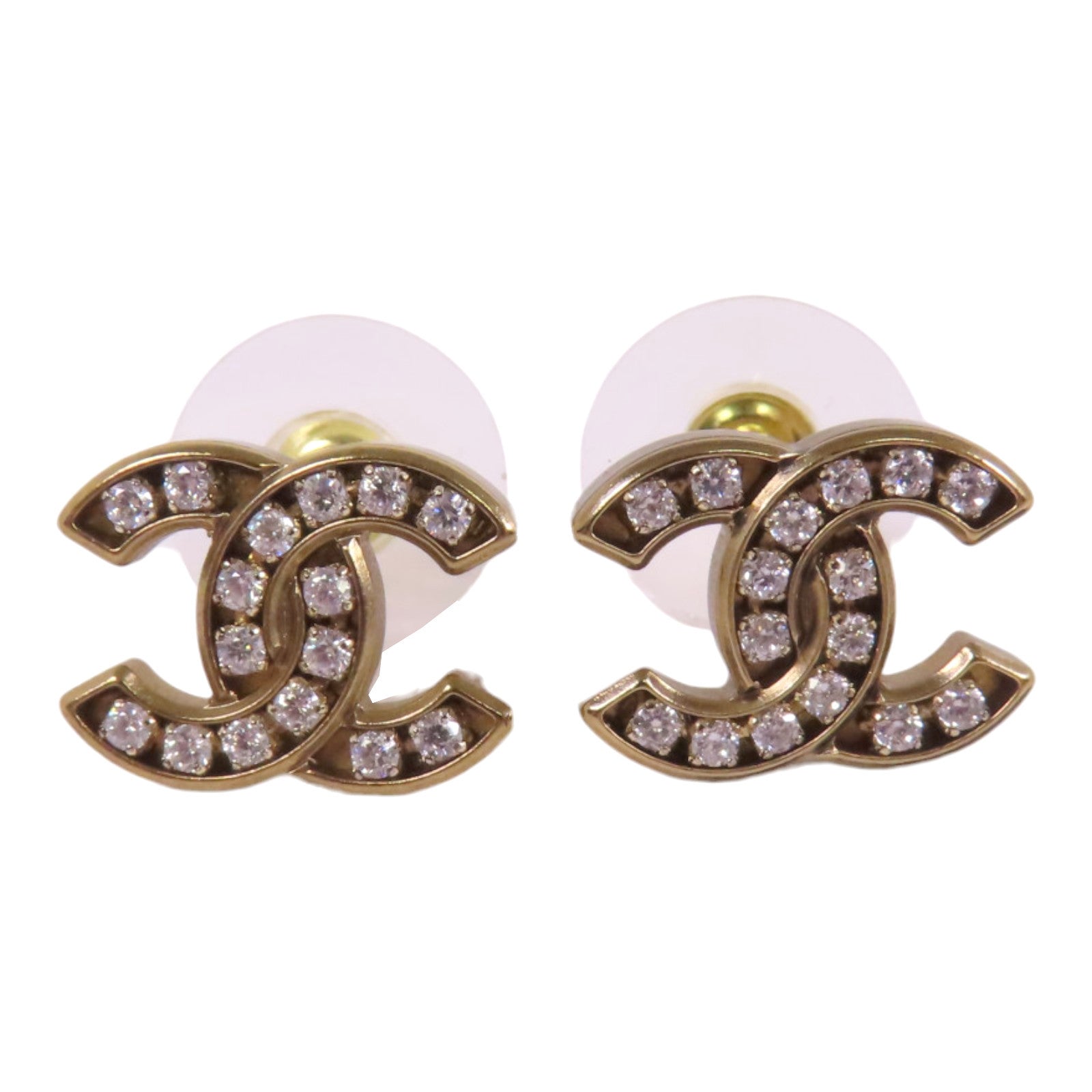 CHANEL 金屬/水鑽CC Earrings金扣耳環