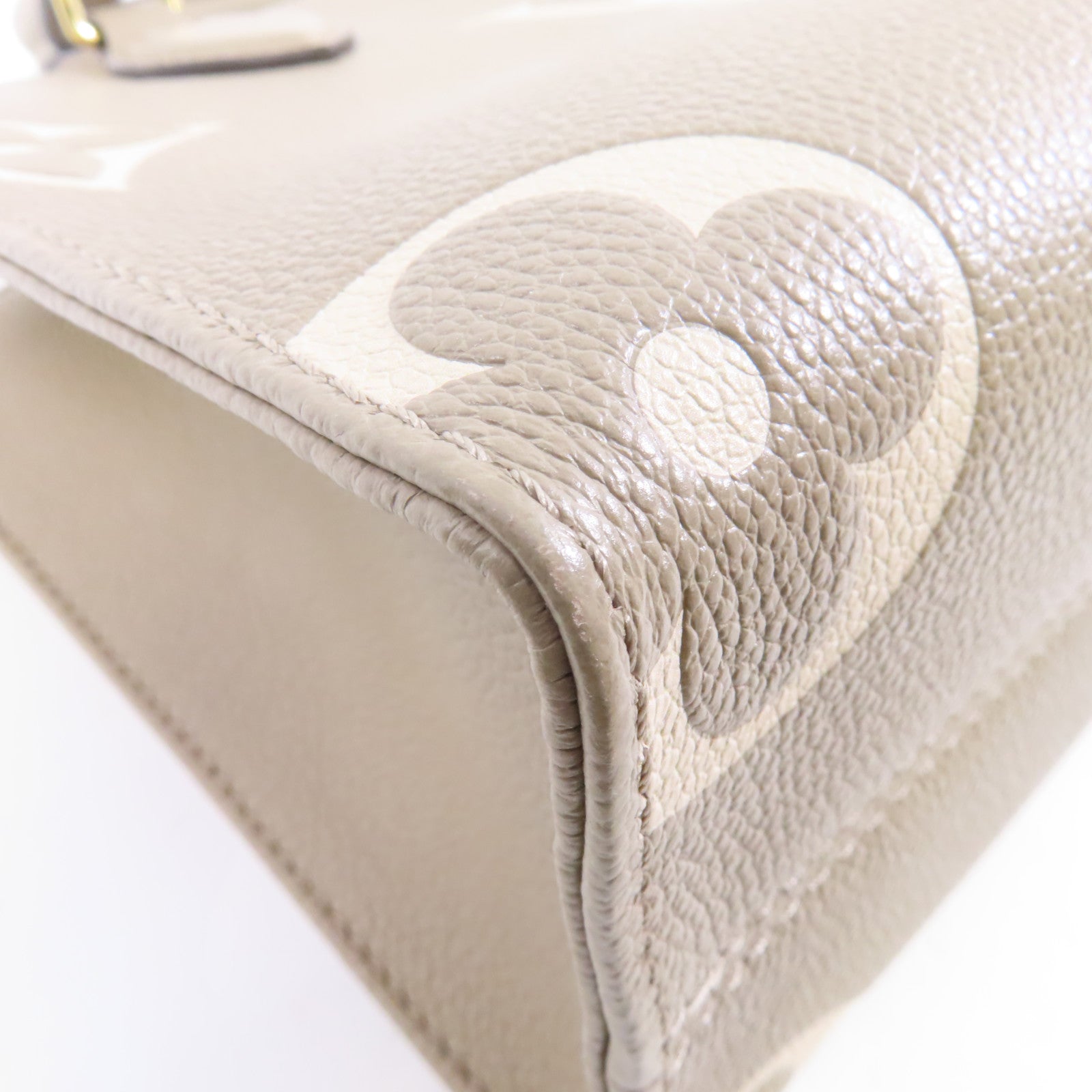 LOUIS VUITTON Monogram Empreinte OnTheGo PM金扣手挽肩背兩用袋米色