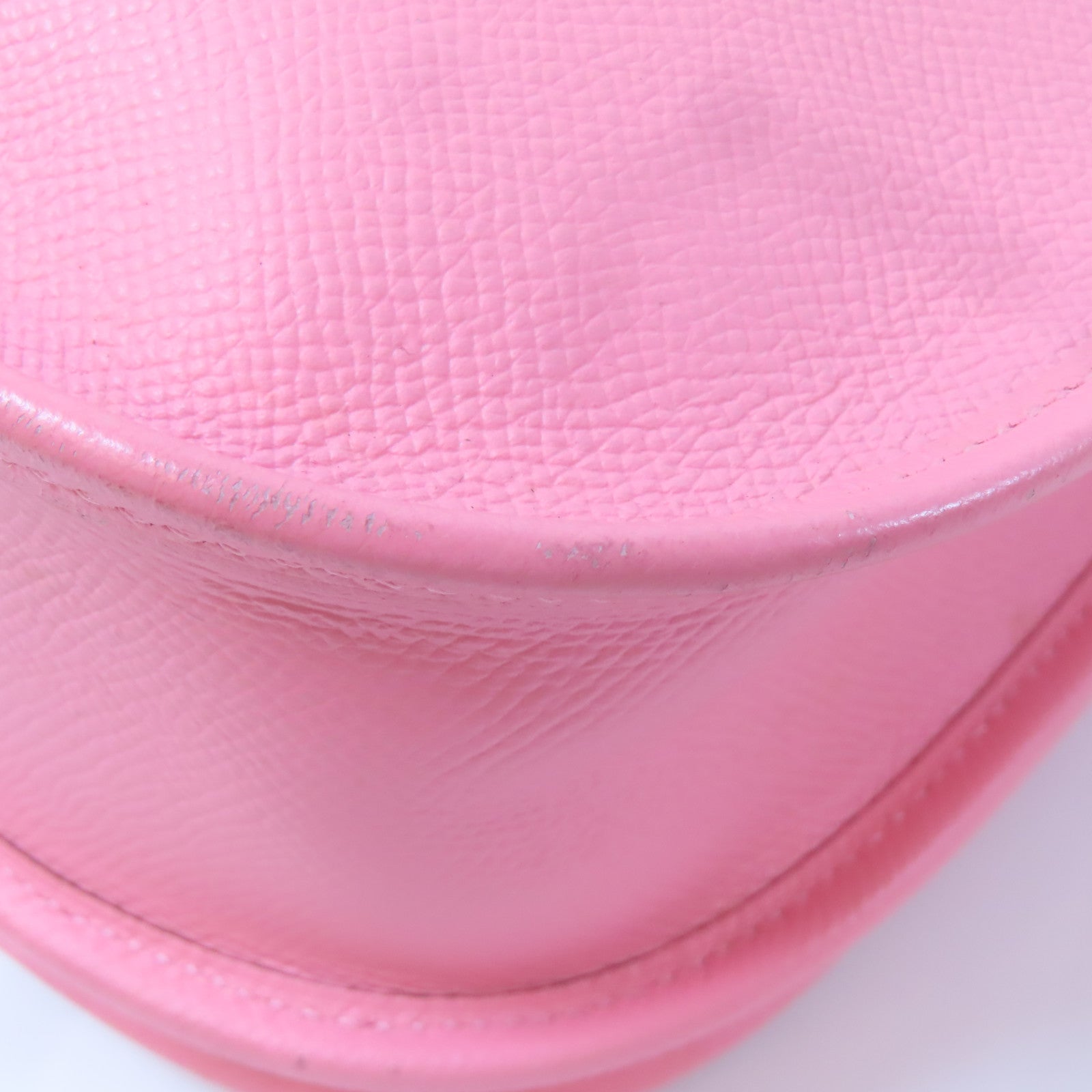 HERMES Epsom皮革Evelyne PM銀扣肩背袋粉紅色