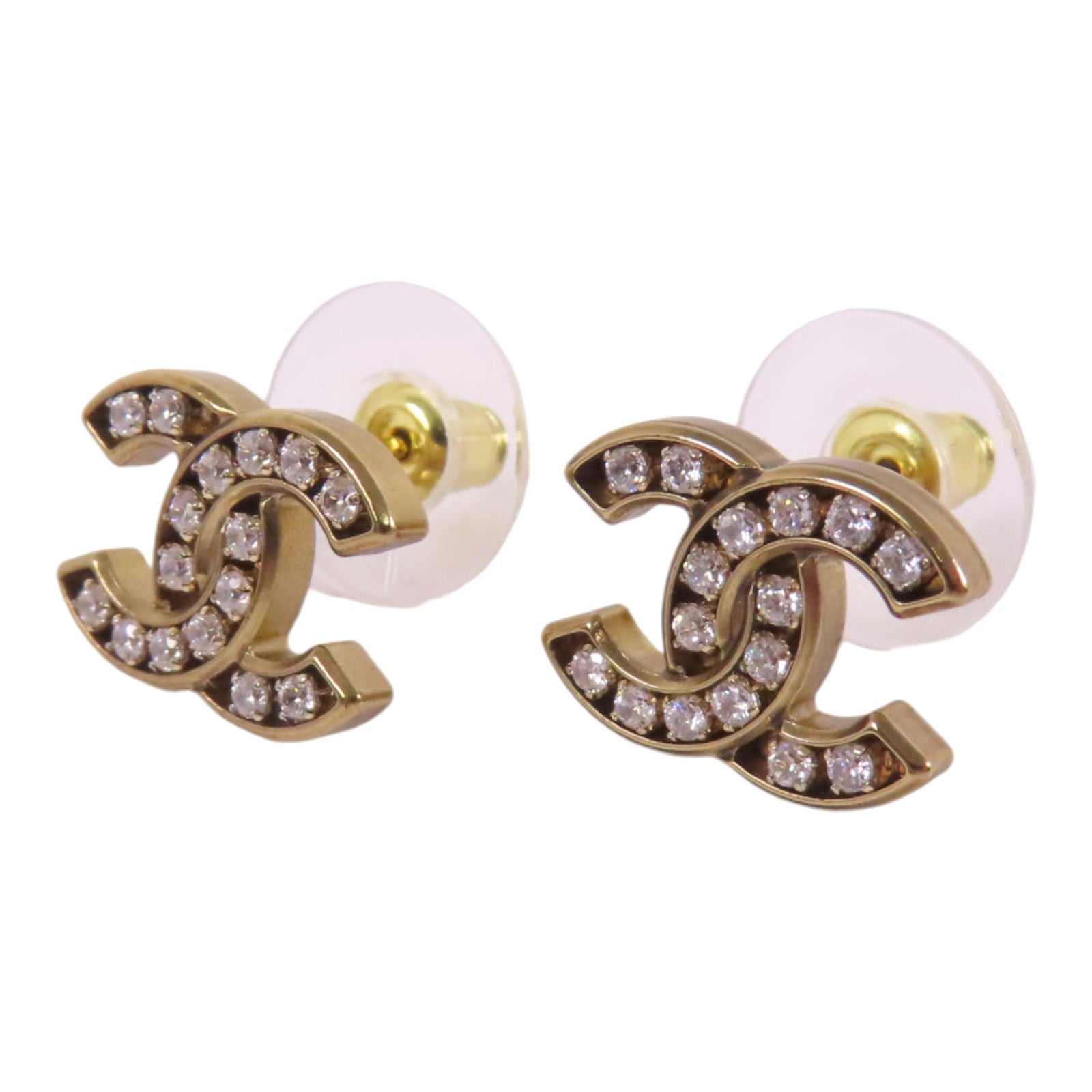 CHANEL 金屬/水鑽CC Earrings金扣耳環