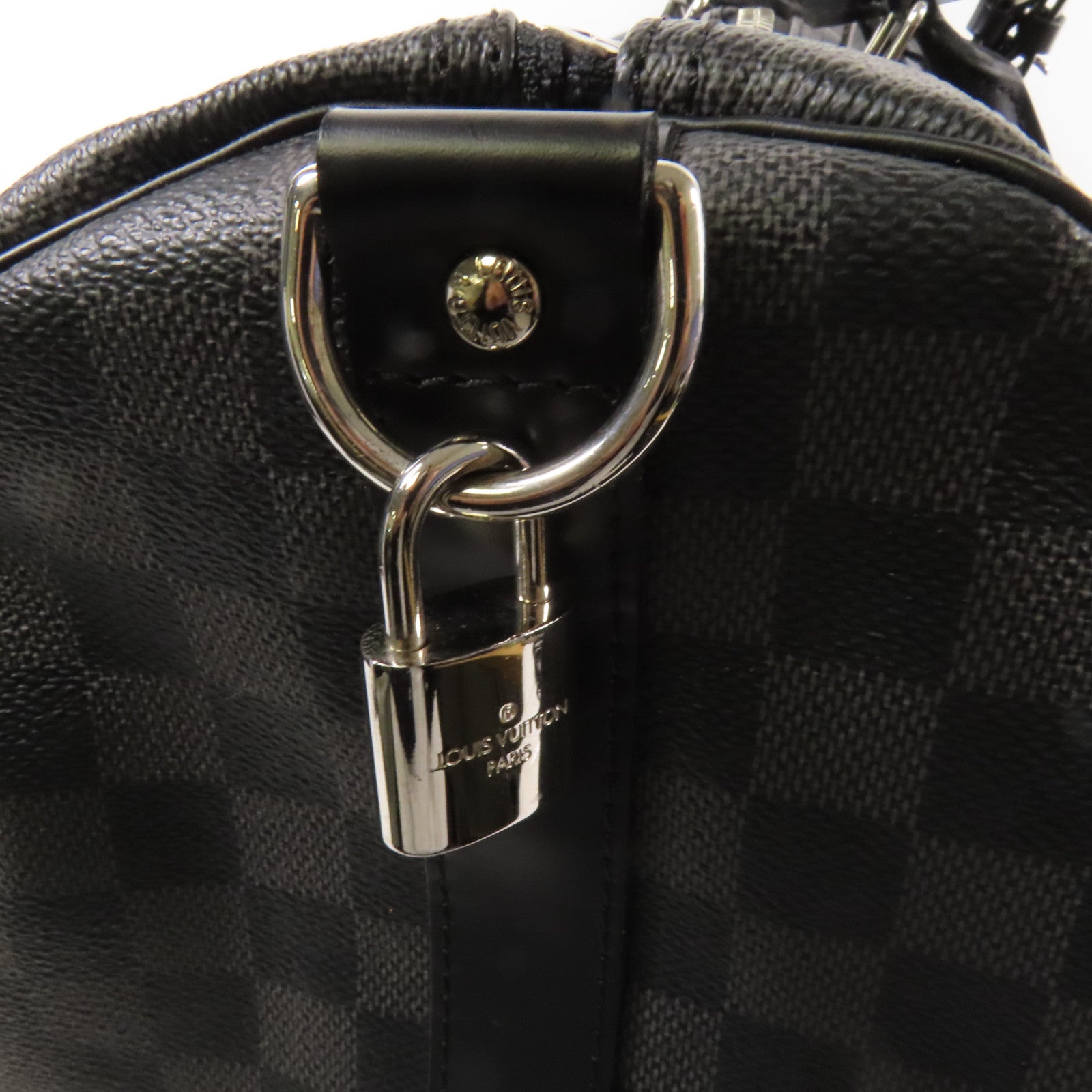 LOUIS VUITTON Damier Graphite Keepall 55銀扣手挽袋